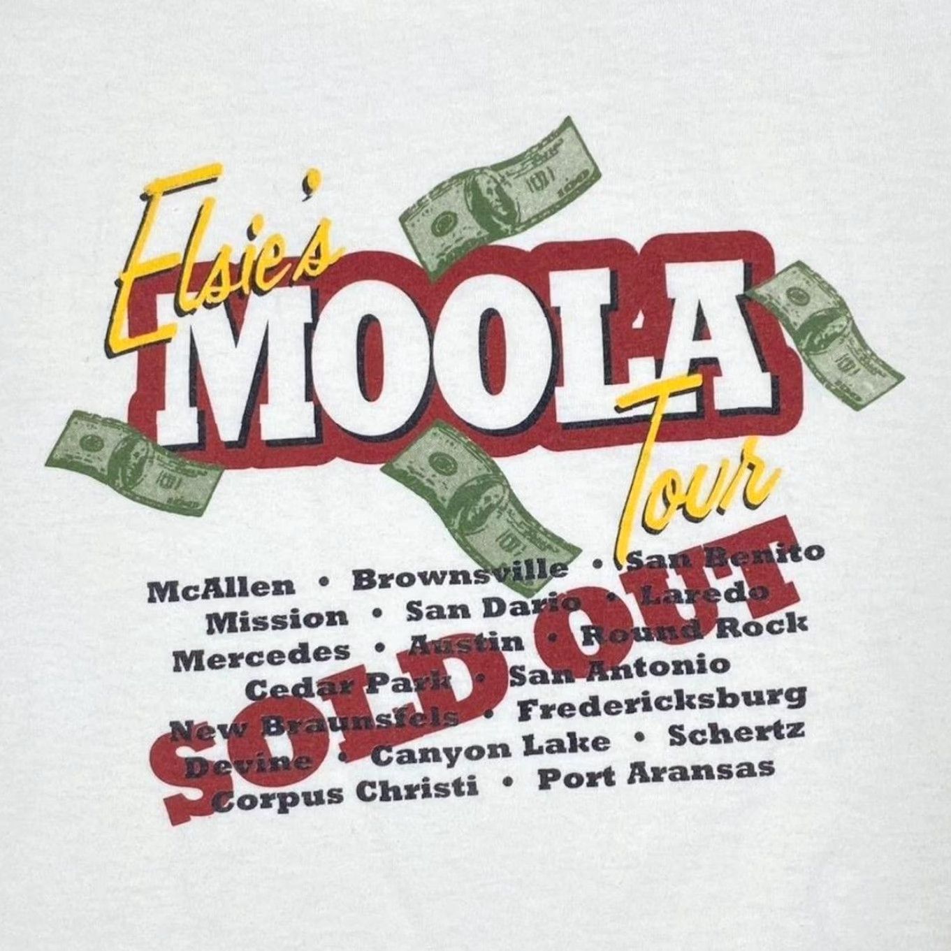 Gildan Elsie’s Moola Tour “Sold Out” Borden Souvenir Graphic T-Shirt White L Mens XS? Size US L / EU 52-54 / 3 - 3 Thumbnail