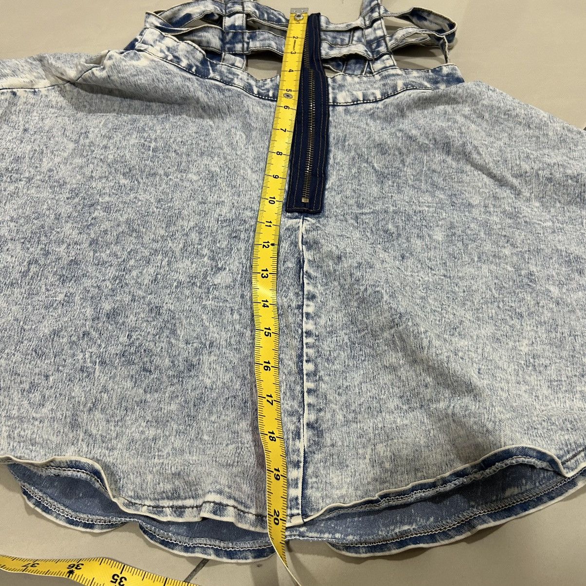 Vintage Vintage Spiga Japanese Acid Wash Denim Short Overall Skirt Size 26" / US 2 / IT 38 - 10 Thumbnail