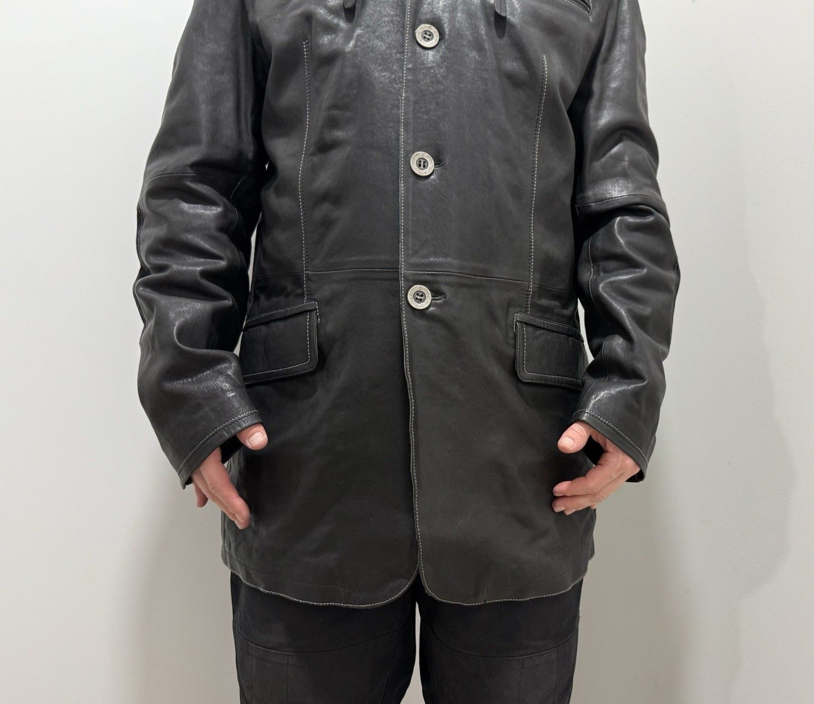 Guy Laroche Vintage Guy Laroche Homme Mens Leather Jacket Hybrid Coat Size US L / EU 52-54 / 3 - 4 Thumbnail