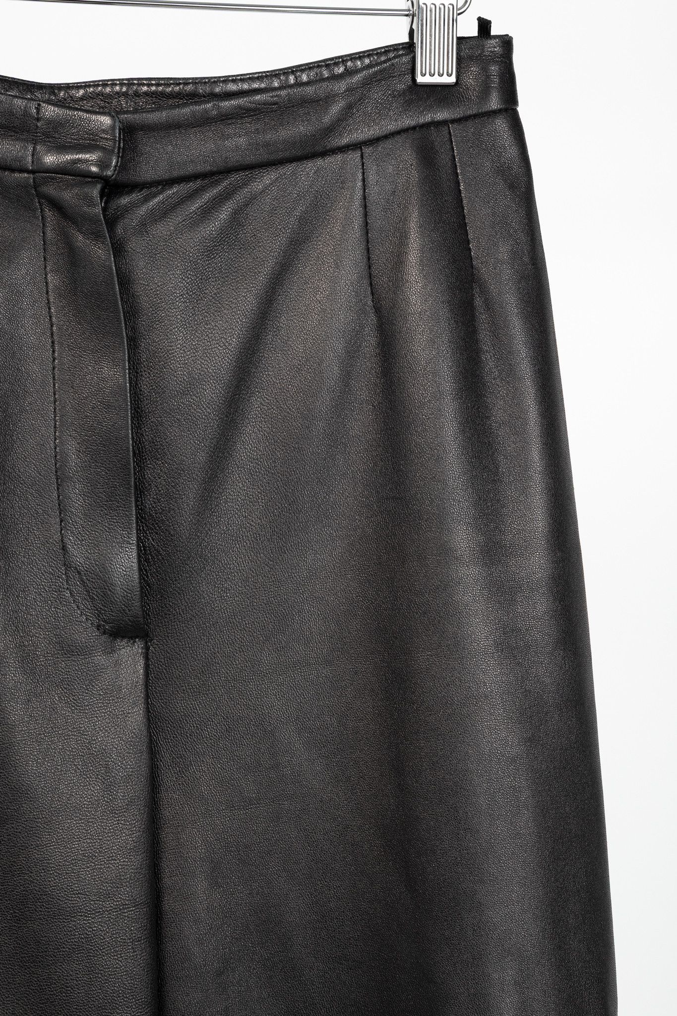 Max Mara Max Mara Black Leather Straight-Leg Pants Size 30" / US 8 / IT 44 - 4 Thumbnail