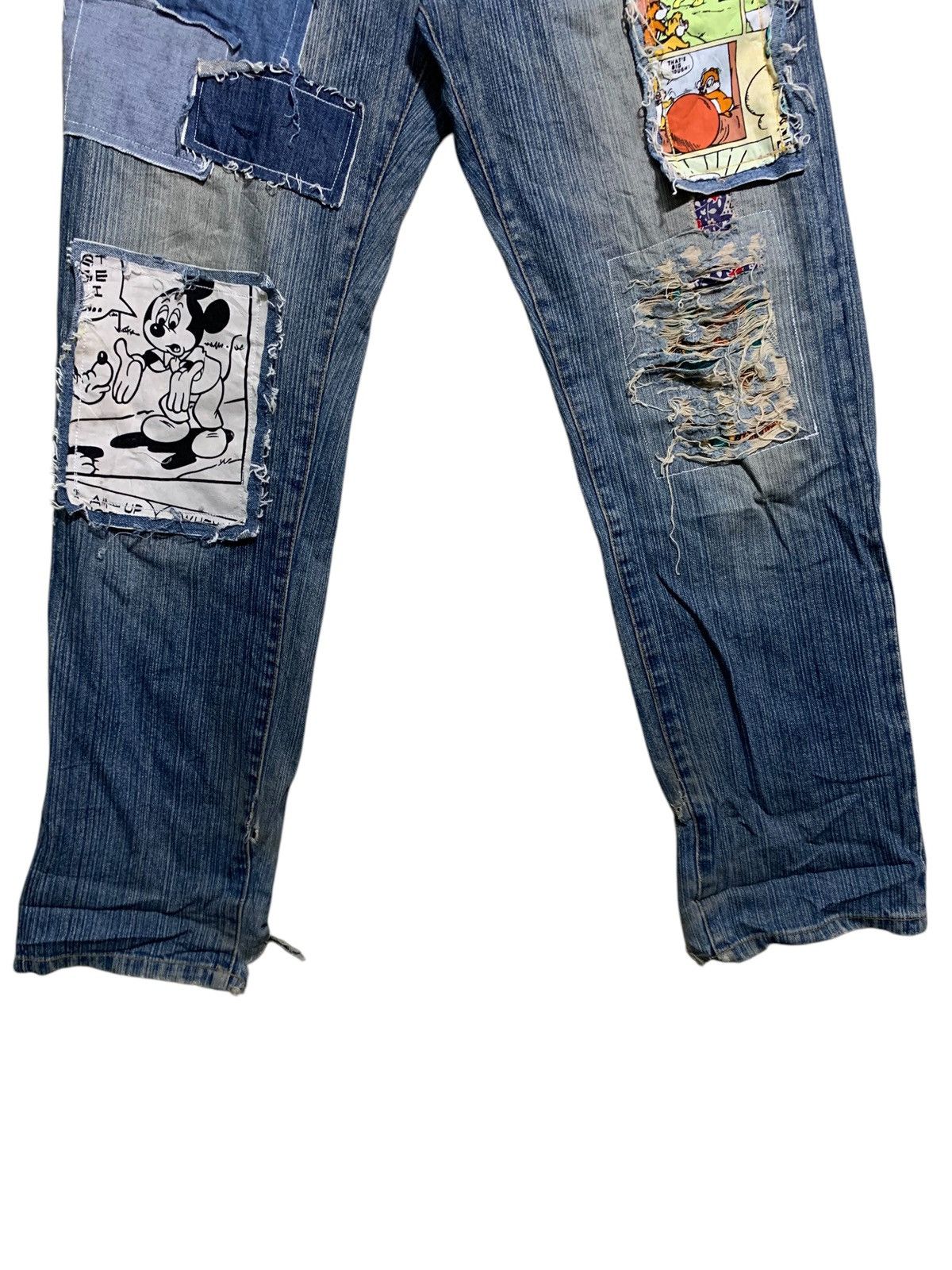 Japanese Brand 🔥DISTRESSED DENIM MICKEY PATCHERS W32 Size US 32 / EU 48 - 2 Thumbnail