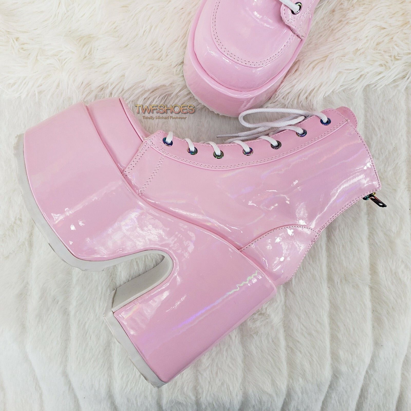 Other DEMONIA Camel 203 Stacked Pink Patent Platform Goth Punk Ank Size US 10 / IT 40 - 5 Thumbnail