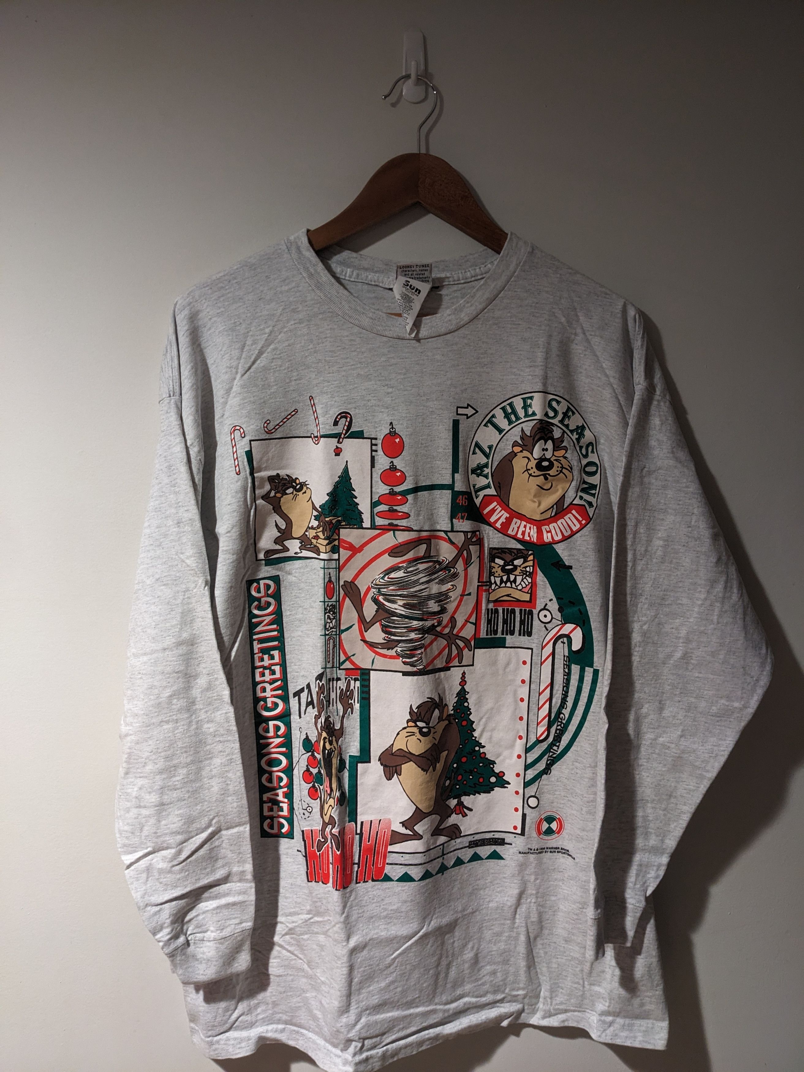Cartoon Network × Vintage Vintage 1996 Looney Tunes Taz Christmas Long-Sleeve T-Shirt Size US L / EU 52-54 / 3 - 1 Thumbnail