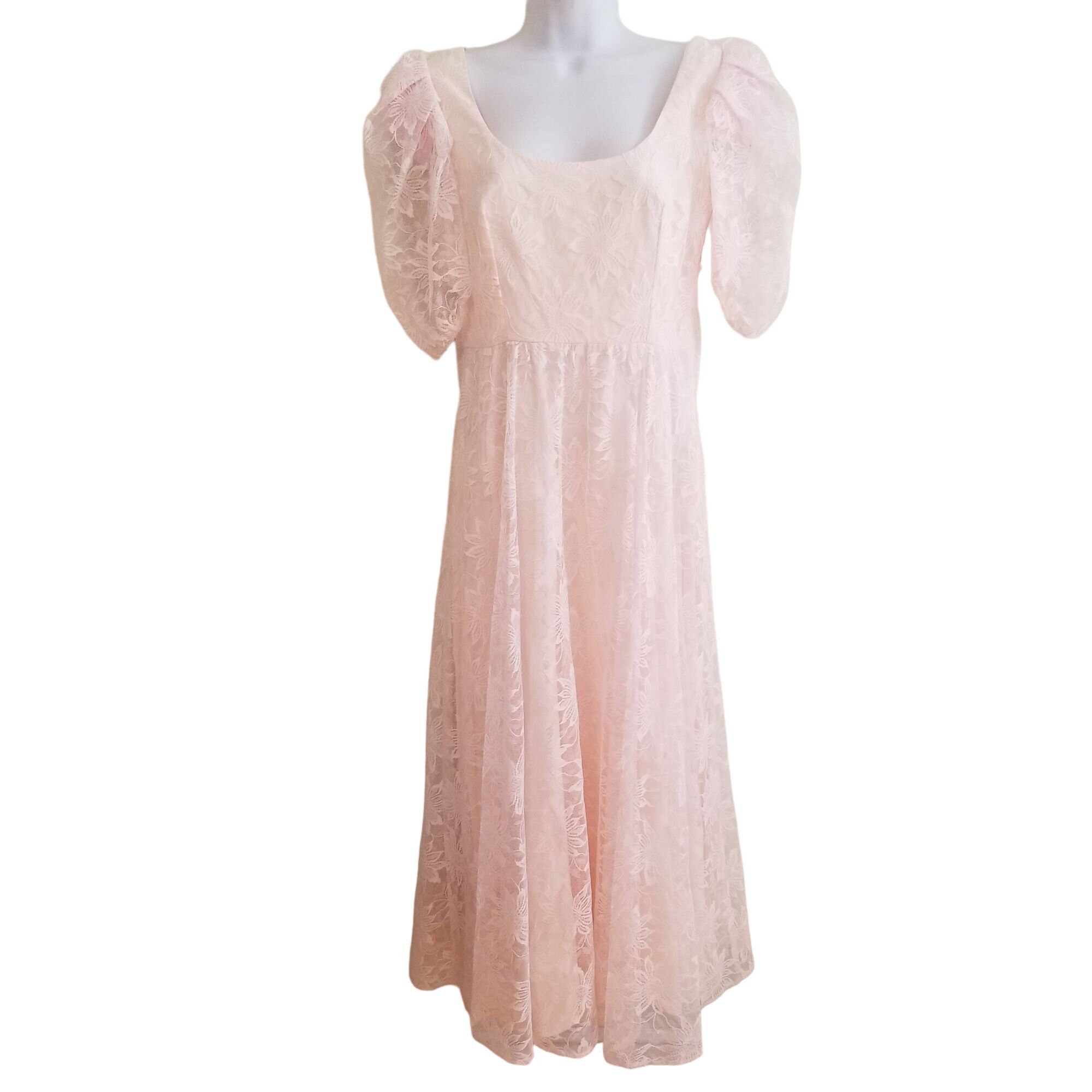 Other Alicia 7 8 Pink Floral Lace Fairy Tale Princess Dress Vintag Size M / US 6-8 / IT 42-44 - 1 Thumbnail