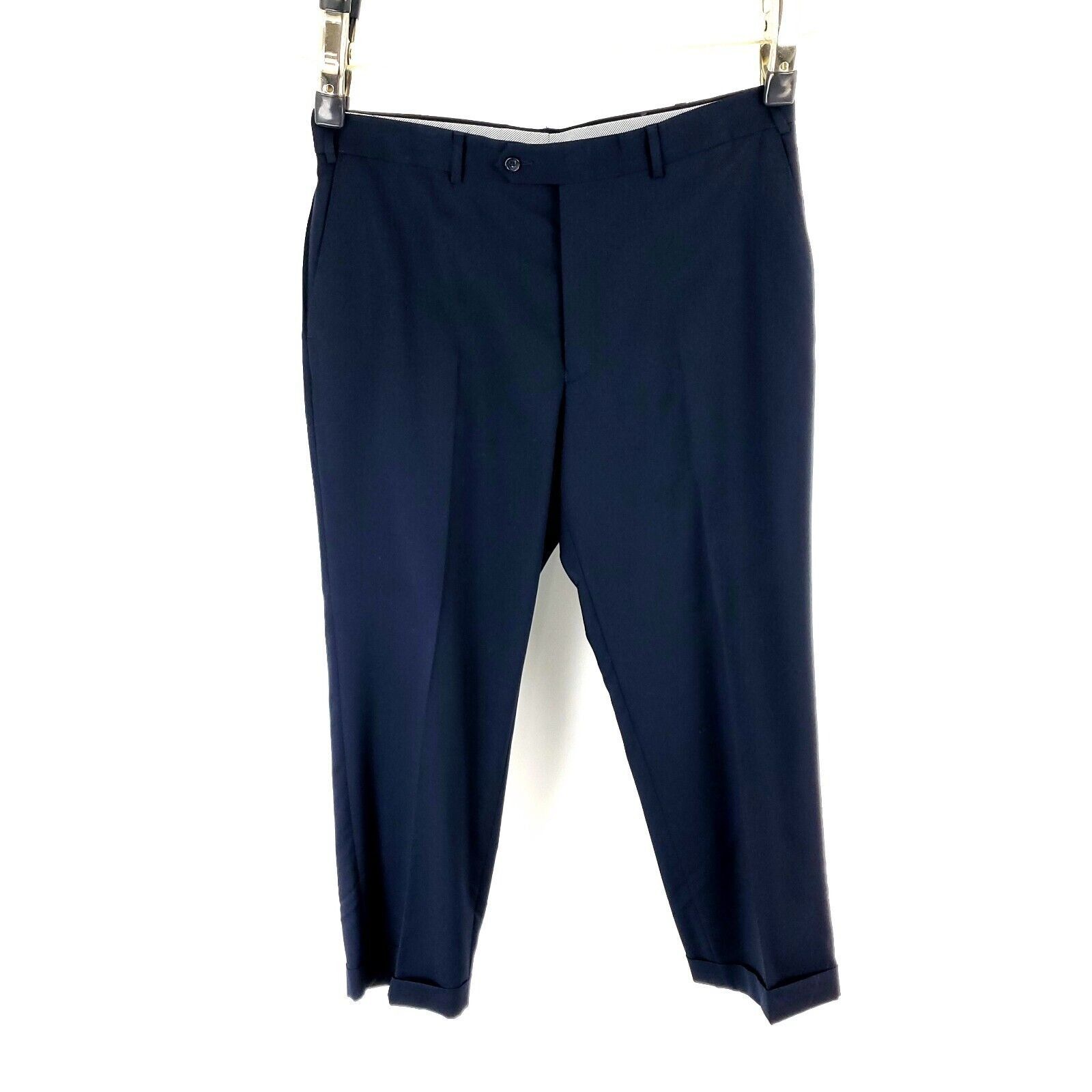 Hart Schaffner Marx Hart Schaffner Marx Wool Dress Pants 36/28 Blue Elastic Wais Size 36R - 6 Thumbnail