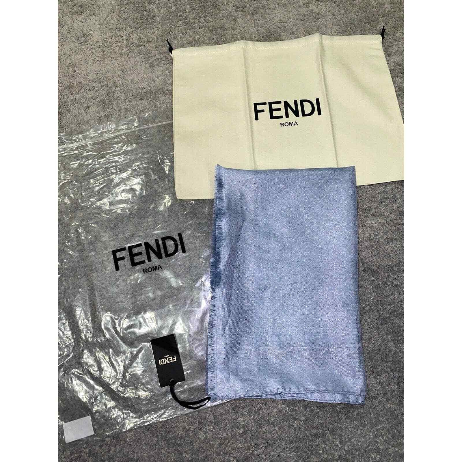 Fendi Fendi Monogram Logo Silk Fringe Hem Wrap Shawl Stole Scarf Size ONE SIZE - 2 Thumbnail