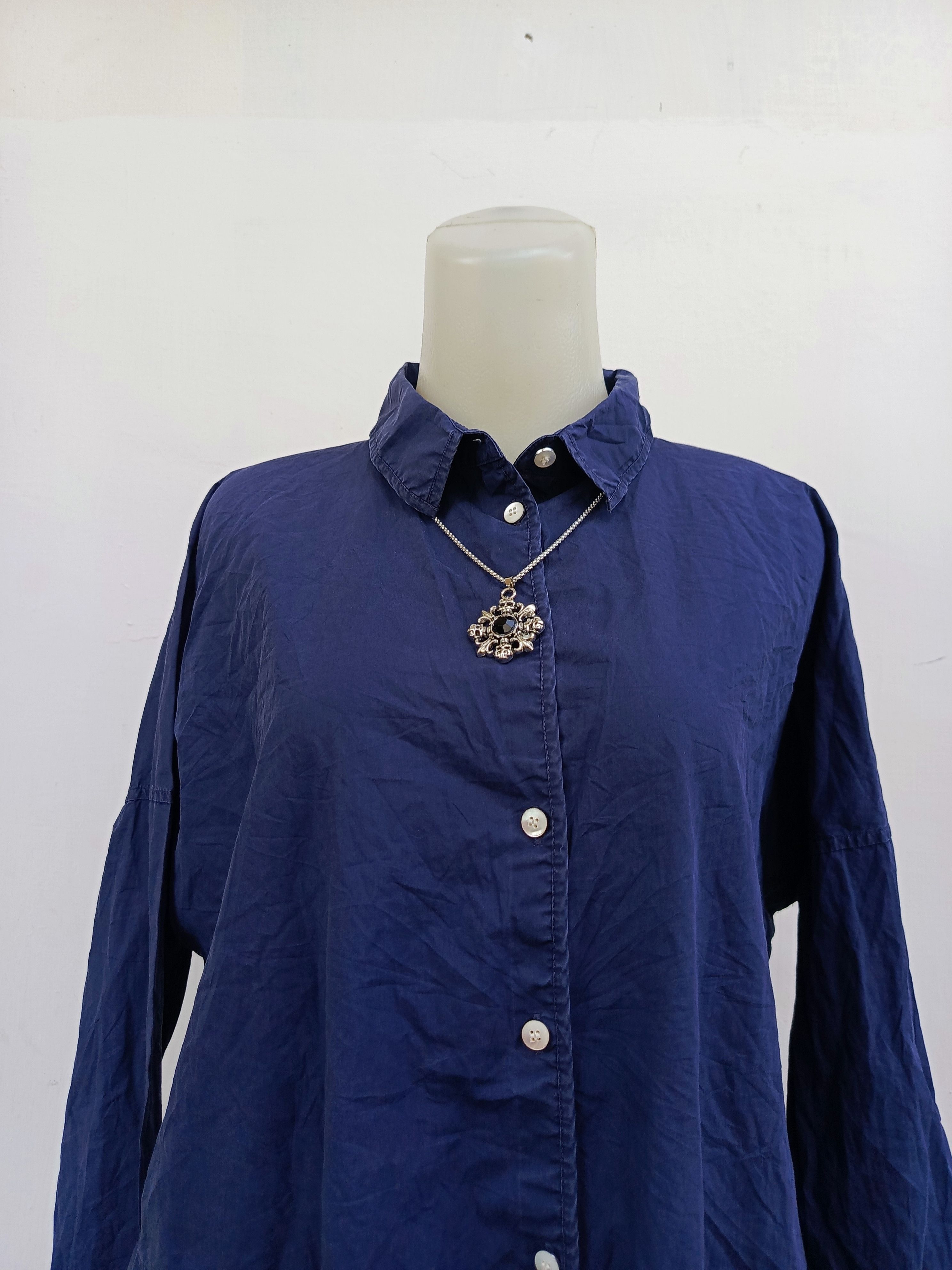 Acne Studios Acne Studios Navy Button Up Long Shirt Dress Oversized Fit Size XXS / US 00 / IT 34 - 2 Thumbnail