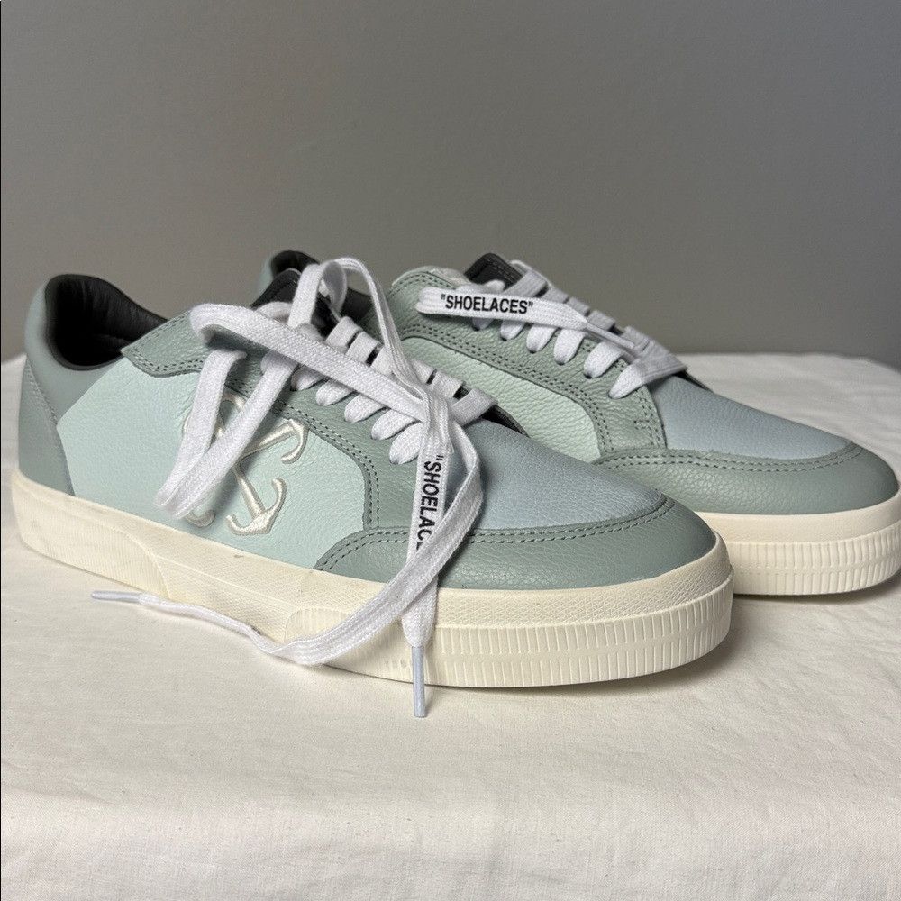 Off-White Off-White Low Vulcanized Leather Sneakers Green/Grey Size 4 Size US 11 / EU 44 - 4 Thumbnail