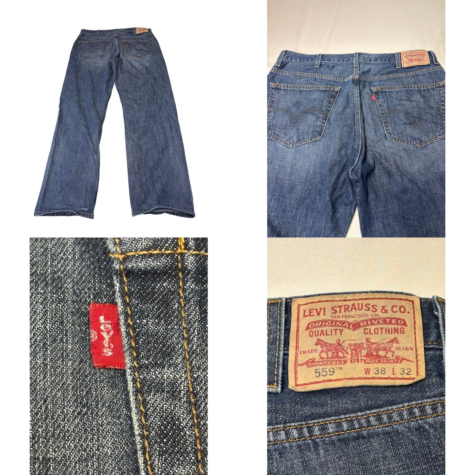 Levi's Levi's 559 Jeans Mens 38x32 Blue Medium Wash Denim 100% Cotton Relaxed Straight Size US 38 / EU 54 - 8 Thumbnail
