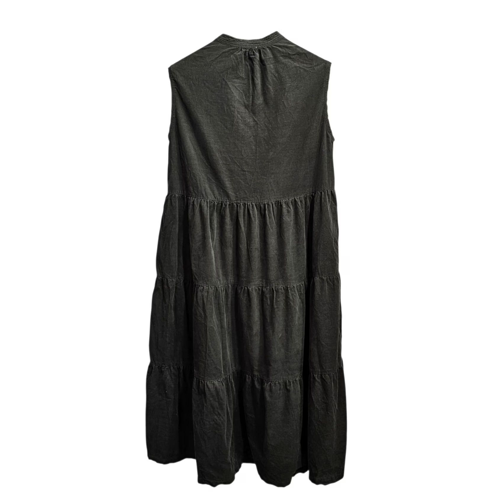 Vintage Wrap London Womens Dress 12 UK Khaki Green Midi Cotton Corduroy Pockets Size XL / US 12-14 / IT 48-50 - 2 Thumbnail