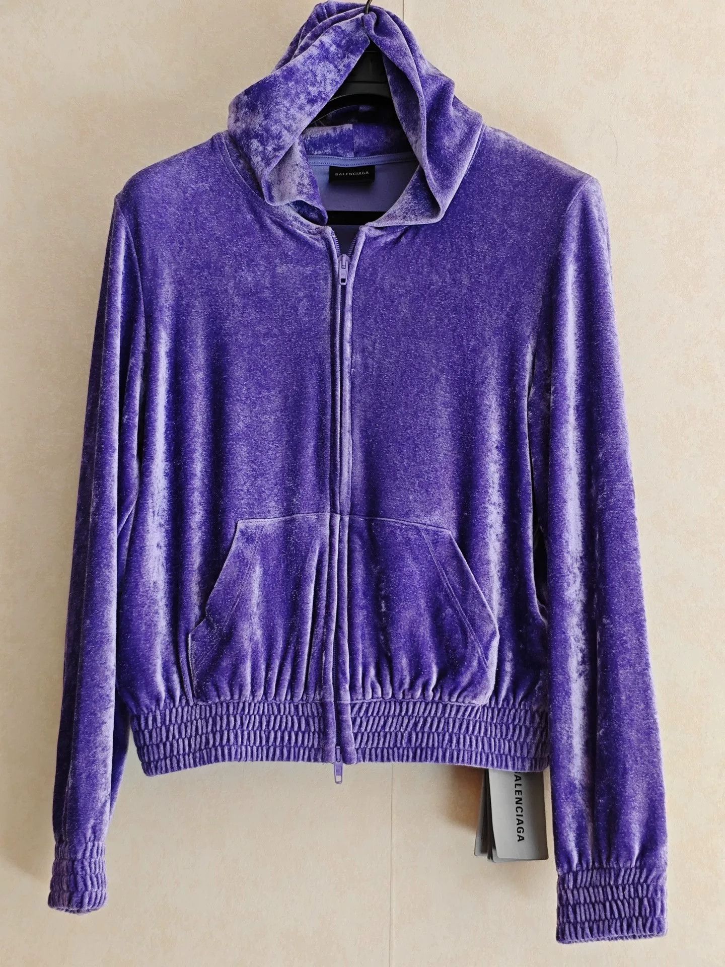 Balenciaga Balenciaga Show Purple Velvet Rhinestone Zip Hoodie Size US S / EU 44-46 / 1 - 1 Thumbnail