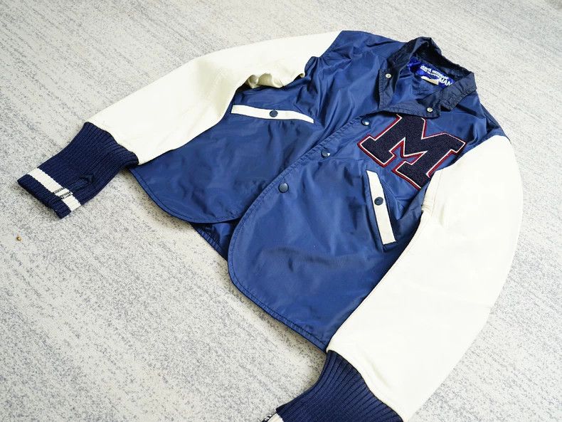 Comme des Garcons Comme des Garcons Cowskin sleeve splicing baseball jacket Size US S / EU 44-46 / 1 - 8 Thumbnail