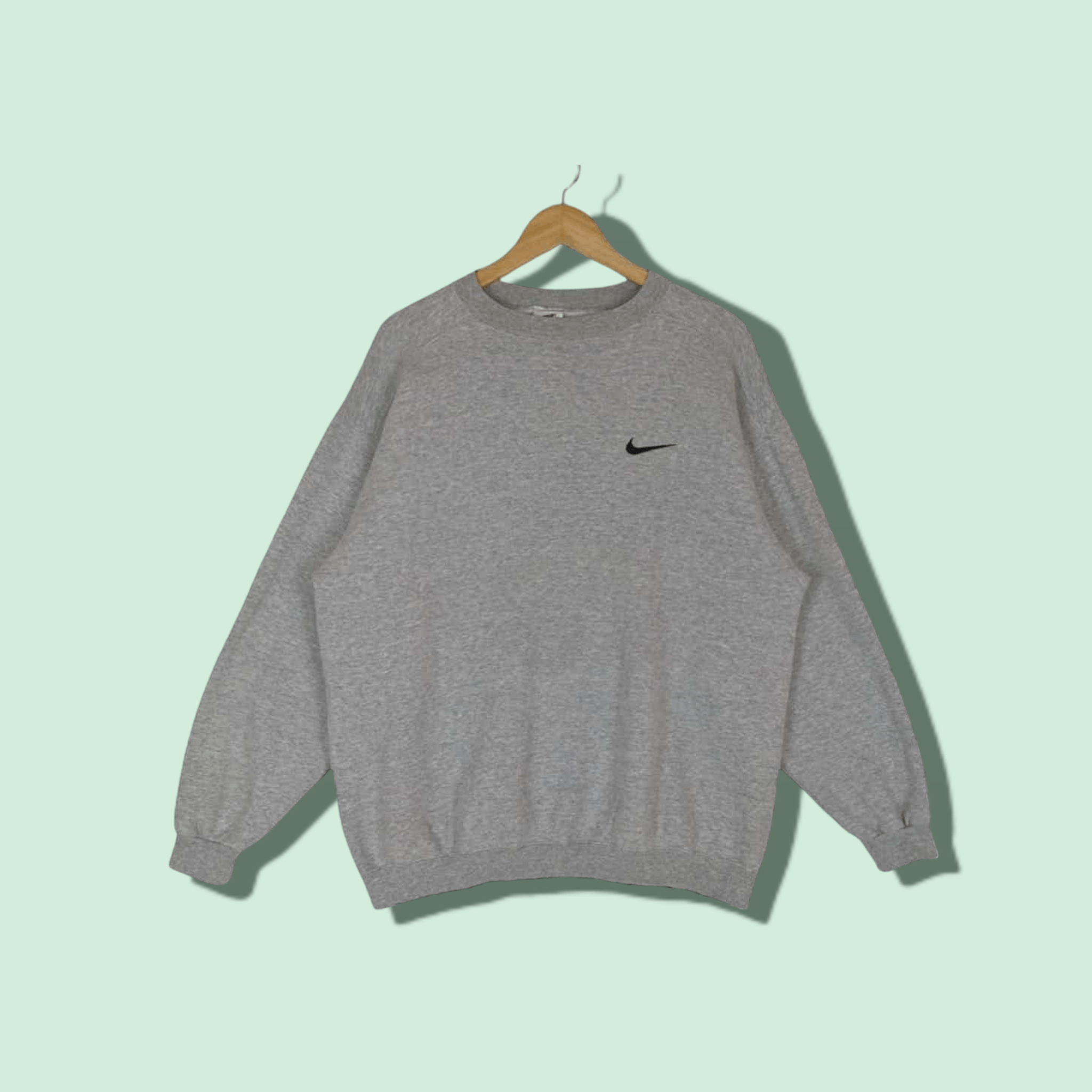 image of Made In USA x Nike Vintage 80's Nike Small Swoosh Logo Jumper Sweatshirt in Grey (Size Medium)