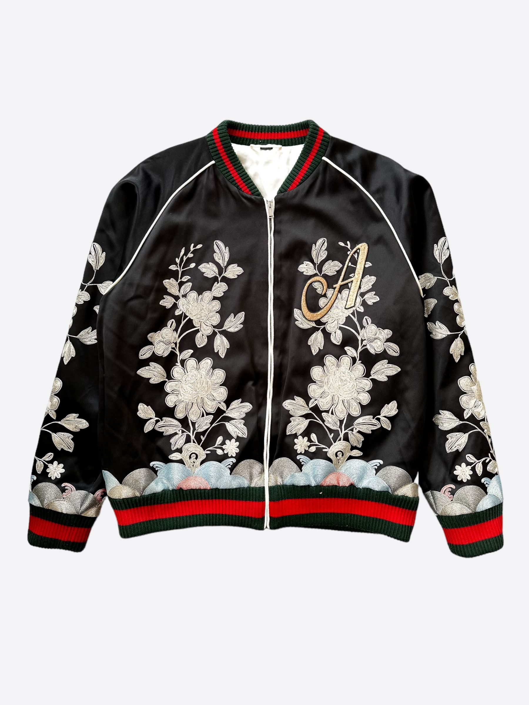 Gucci Gucci Black DIY Custom Embroidered Souvenir Bomber Jacket Grailed