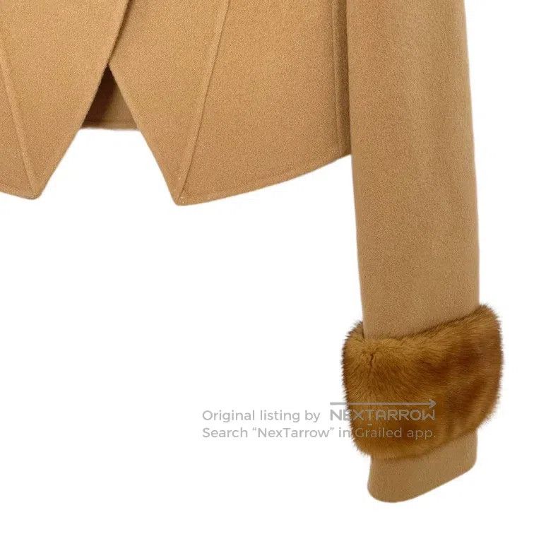 Fendi Fendi Beige Water Mink Goat Cashmere Women's Elegant Coat Size 4XL / US 24-26 - 4 Thumbnail