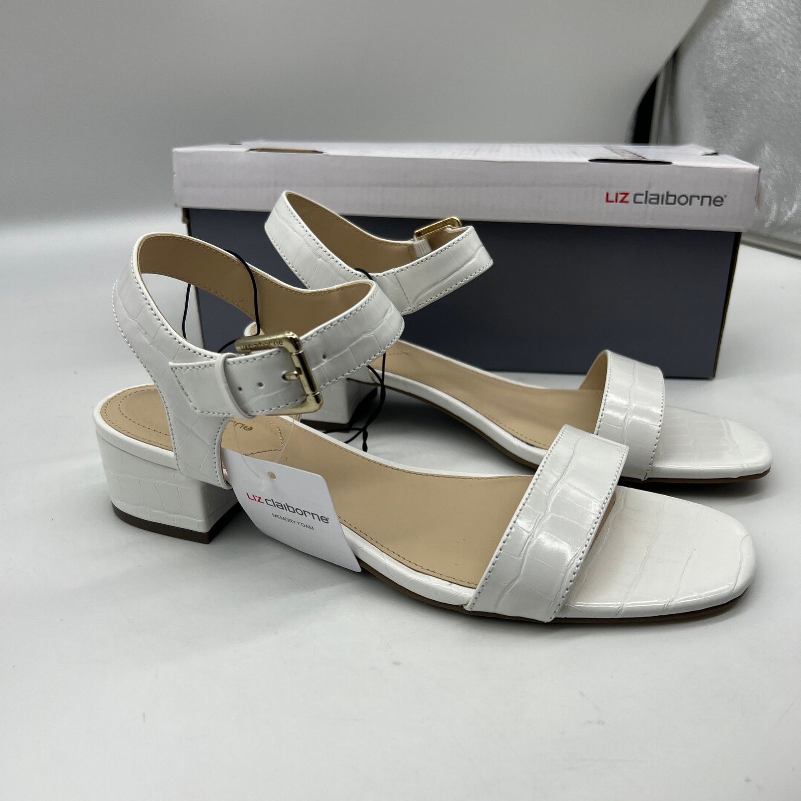 Other Liz Claiborne Womens Renny Sandals Heel White Croc Size 9.5M Size US 9.5 / IT 39.5 - 2 Thumbnail