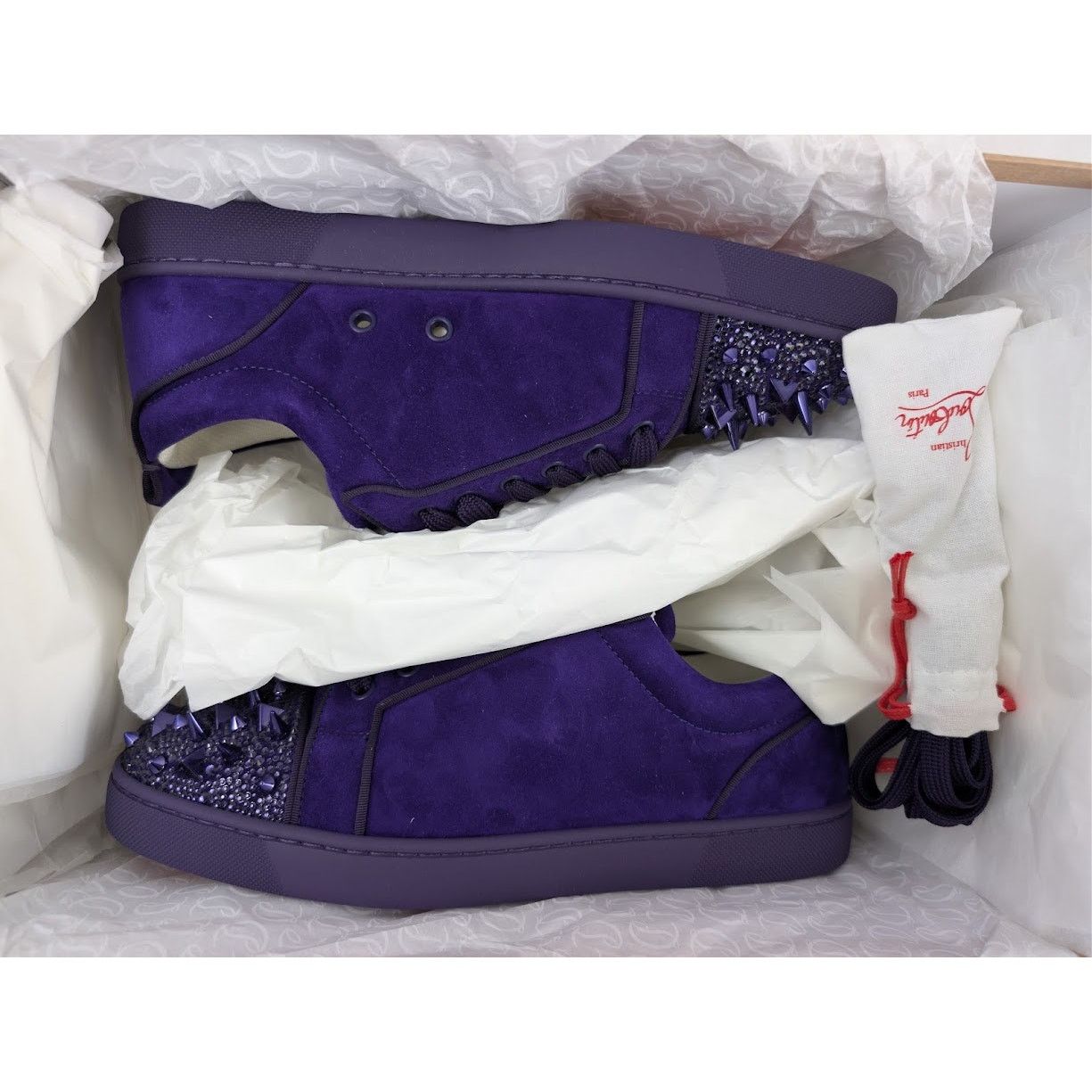 Christian Louboutin o1rshd1 Junior Pik Strass Sneakers in Blue Size US 8 / EU 41 - 22 Thumbnail