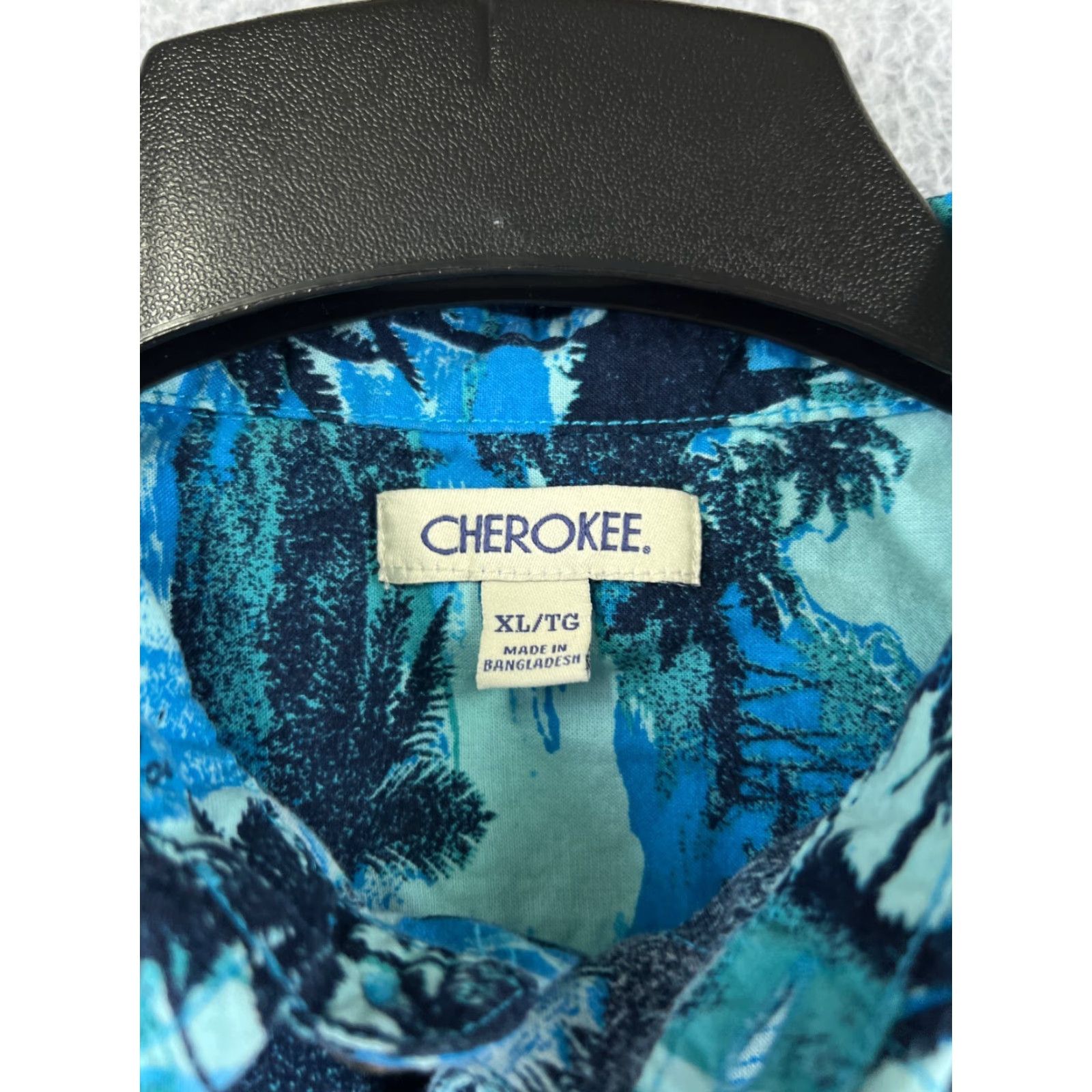 Cherokee Cherokee Shirt Mens XL Blue Palm Island Print Button Up Hawaiian Cotton Size US XL / EU 56 / 4 - 3 Thumbnail