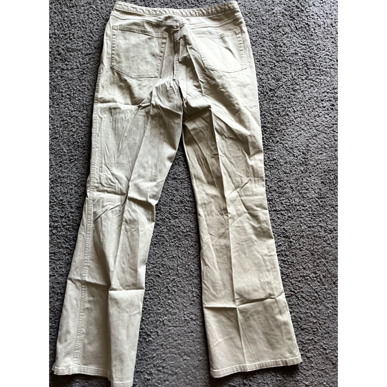 Express Express Stretch X Women Size (Measure 30x31) Beige Twill Flare Pants Size 30" / US 8 / IT 44 - 3 Thumbnail