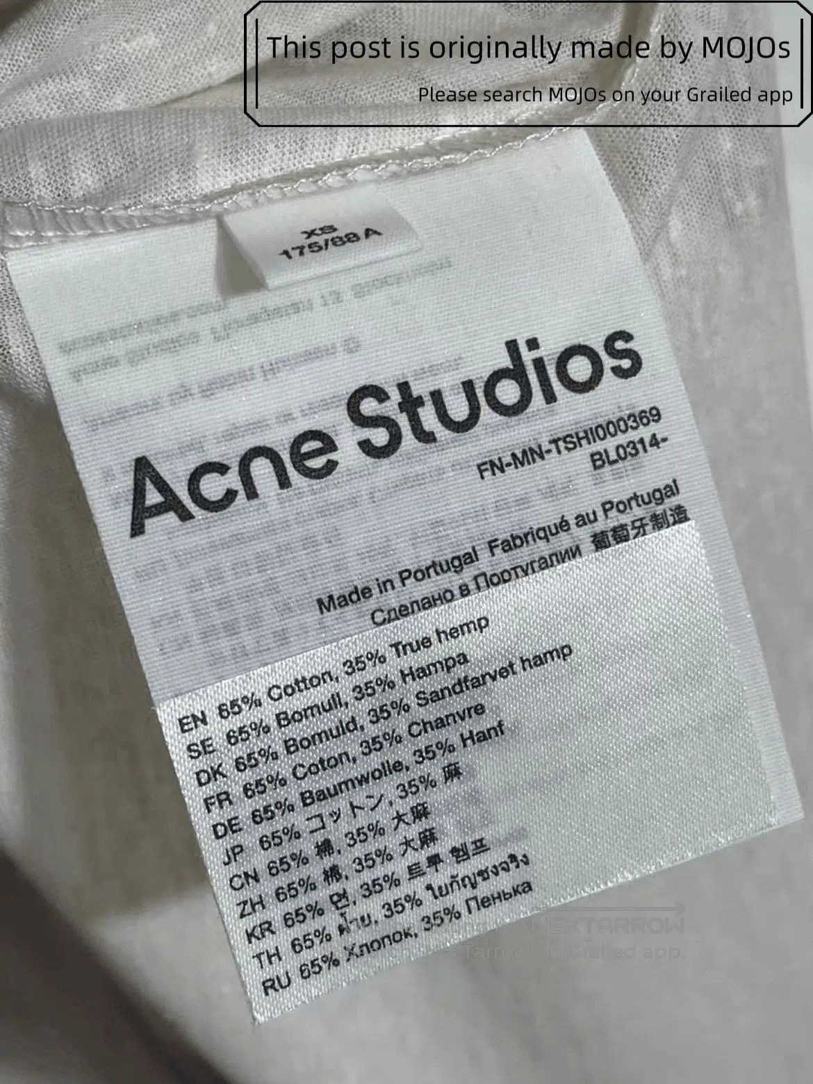 Acne Studios Acne Studios Hemp X-Ray Print Tee. Size US XS / EU 42 / 0 - 5 Thumbnail