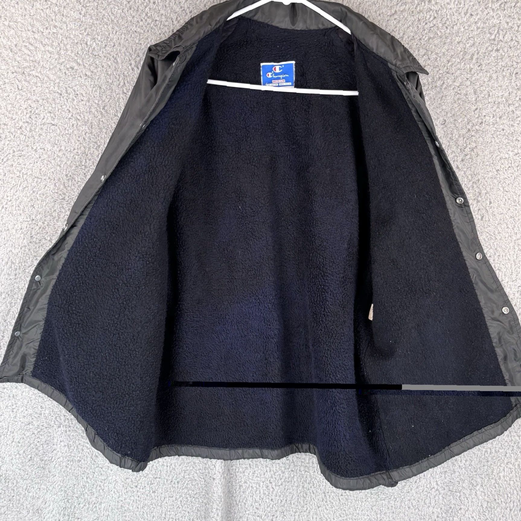 Champion VINTAGE Champion Jacket Mens XL Black Nylon Mechanic Bomber Lined Sherpa USA 80s Workwear Pockets Size US XL / EU 56 / 4 - 4 Thumbnail