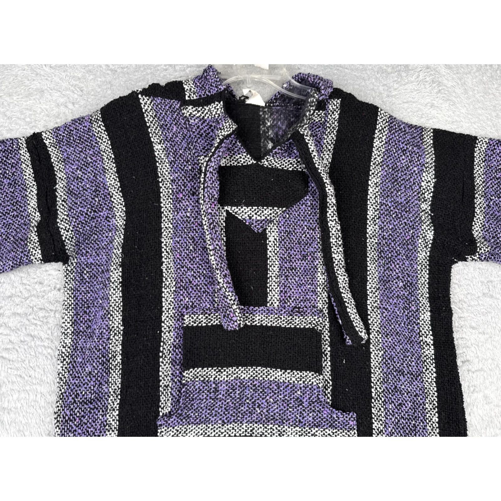Native Native Import Hoodie Mens Large Purple Striped Baja Kangaroo Hippie Drug Rug Size US L / EU 52-54 / 3 - 4 Thumbnail