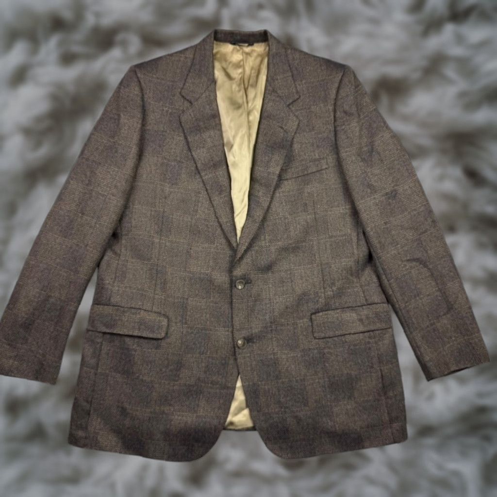 Lanvin VINTAGE Lanvin Blazer Jacket Wool Tweed Brown 46L Men's Wool Blazer - Lanvin Two Button Single-Breasted Notch Lapel, Regular, Long Fit Mens Size 46R - 1 Thumbnail
