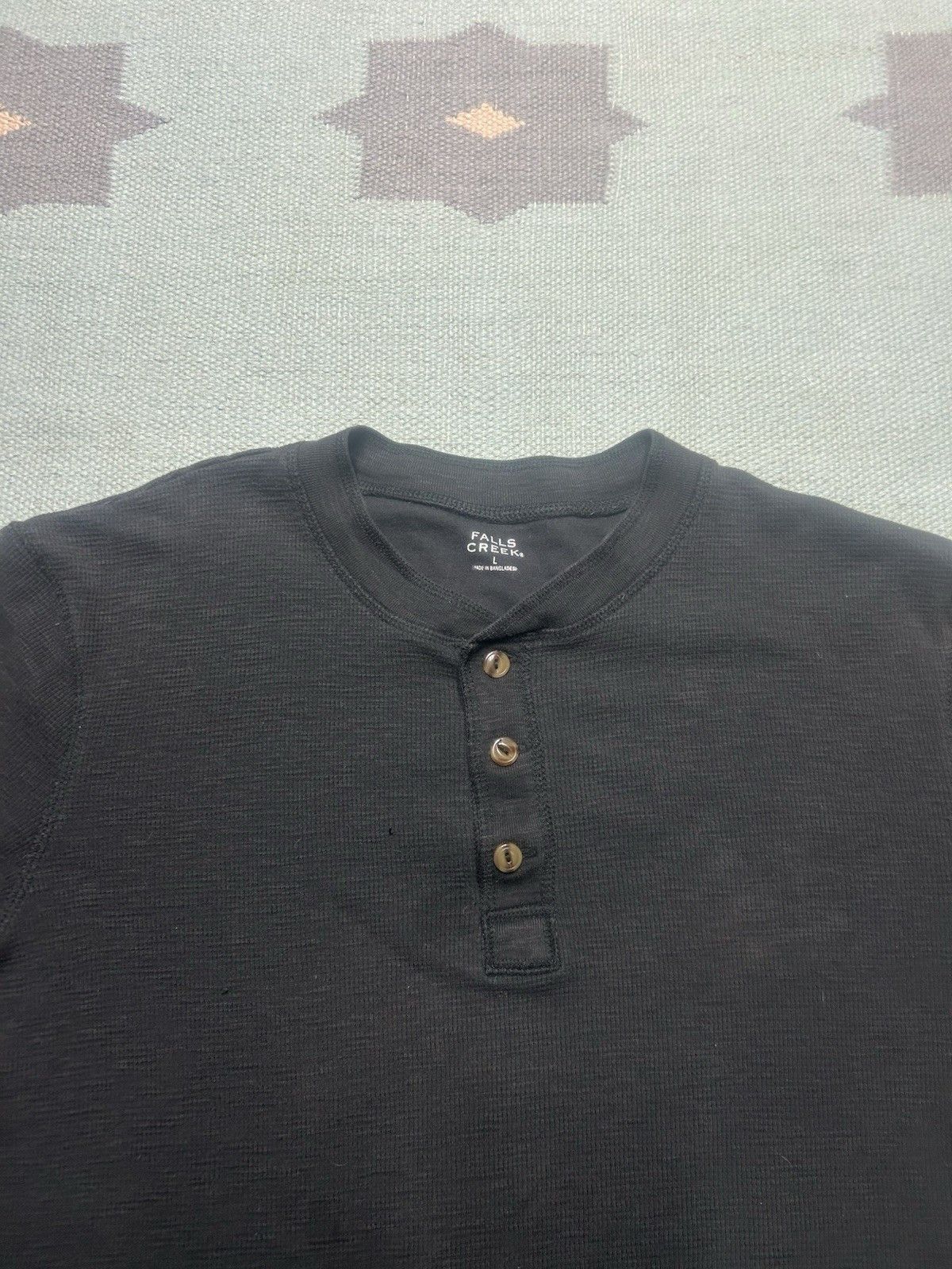 Vintage Falls creek waffle knit thermal shirt base Henley blac large Size US L / EU 52-54 / 3 - 5 Thumbnail