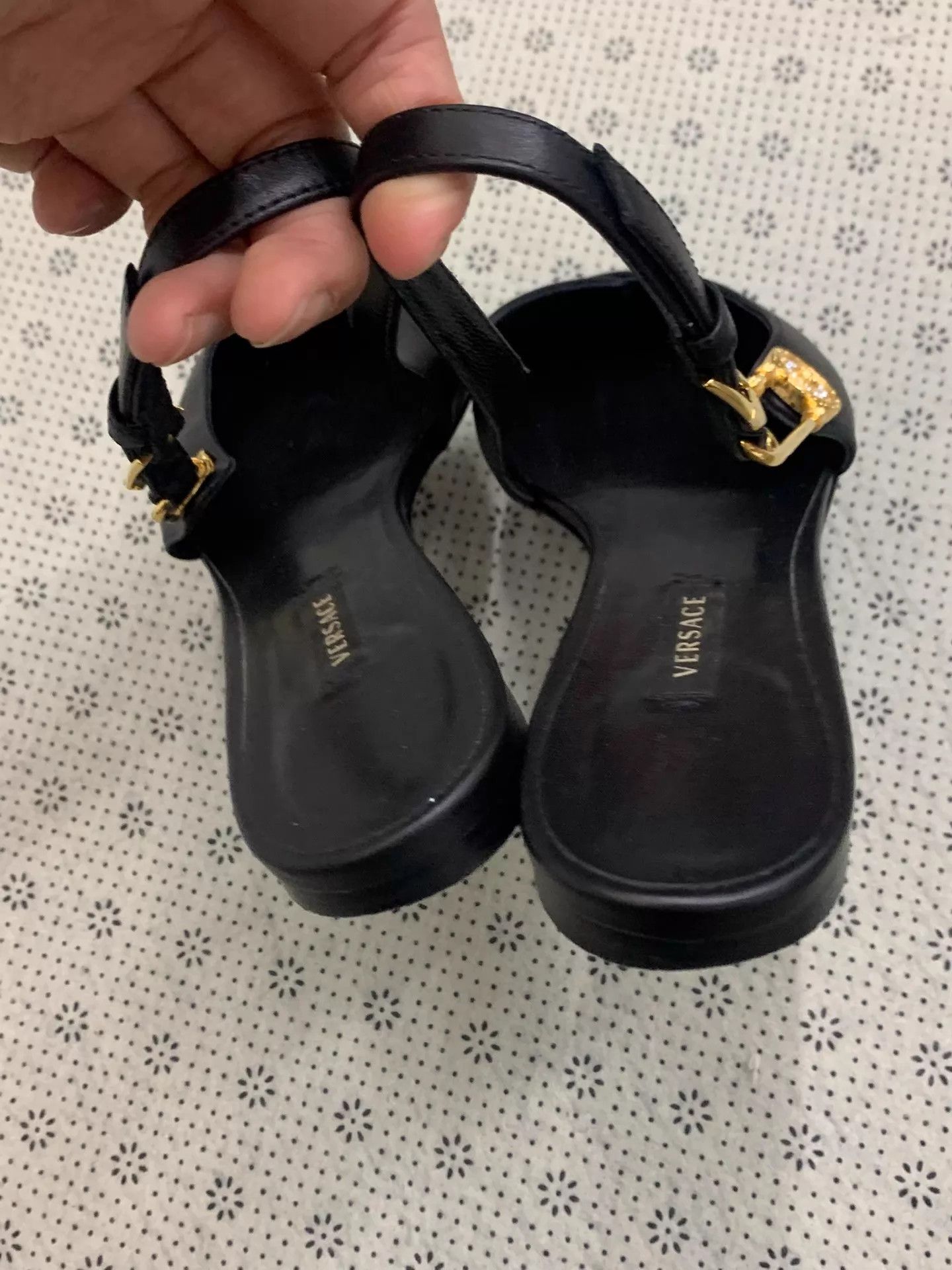 Versace Versace Black Pointed Toe Flat w/ Gold Pin 37 New Size US 6.5 / IT 36.5 - 4 Thumbnail