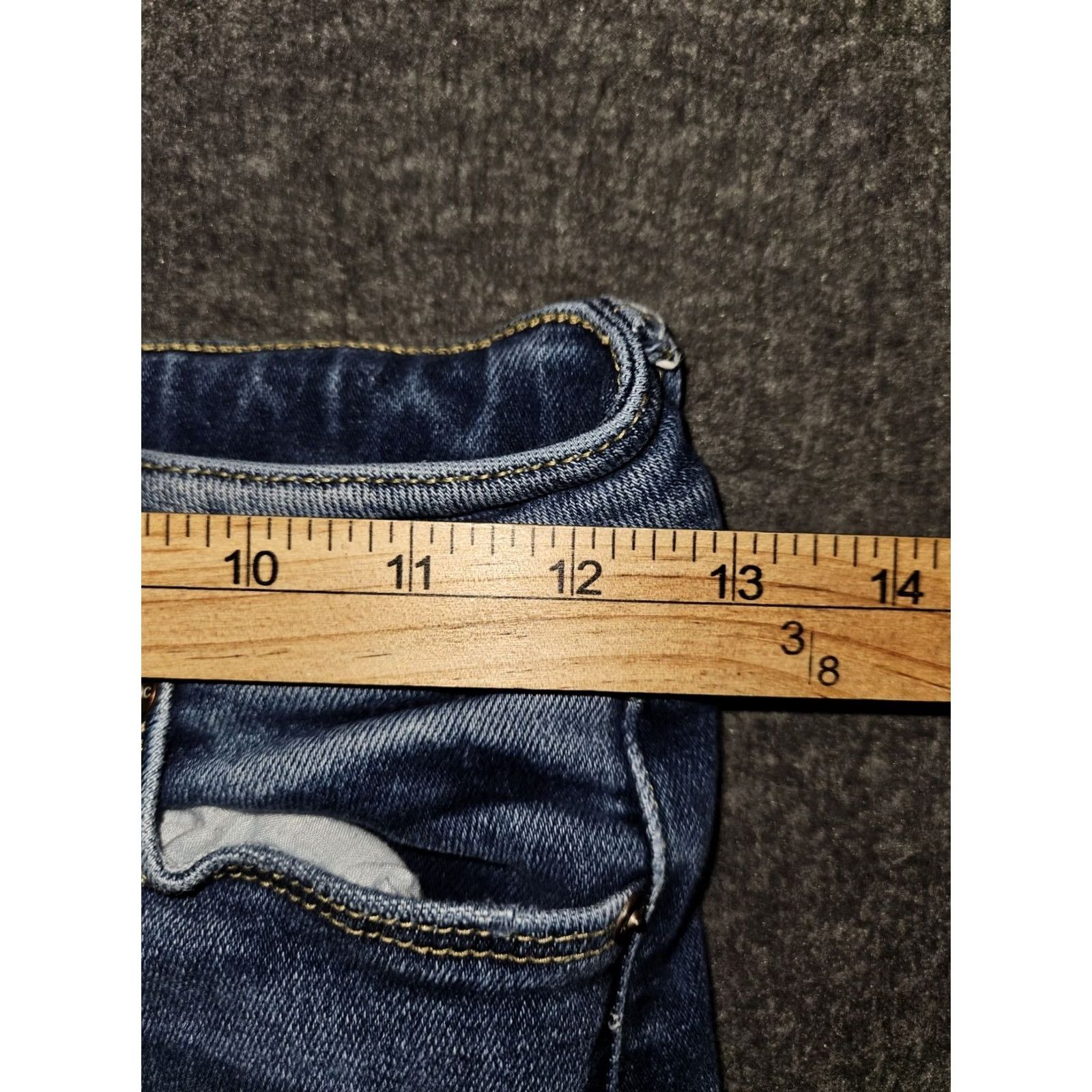 Vintage Kancan Jeans Toothpick Skinny Juniors 24 Low Rise Blue Button Fly Stretch Denim City Preppy Size 42" / US 20 - 4 Thumbnail