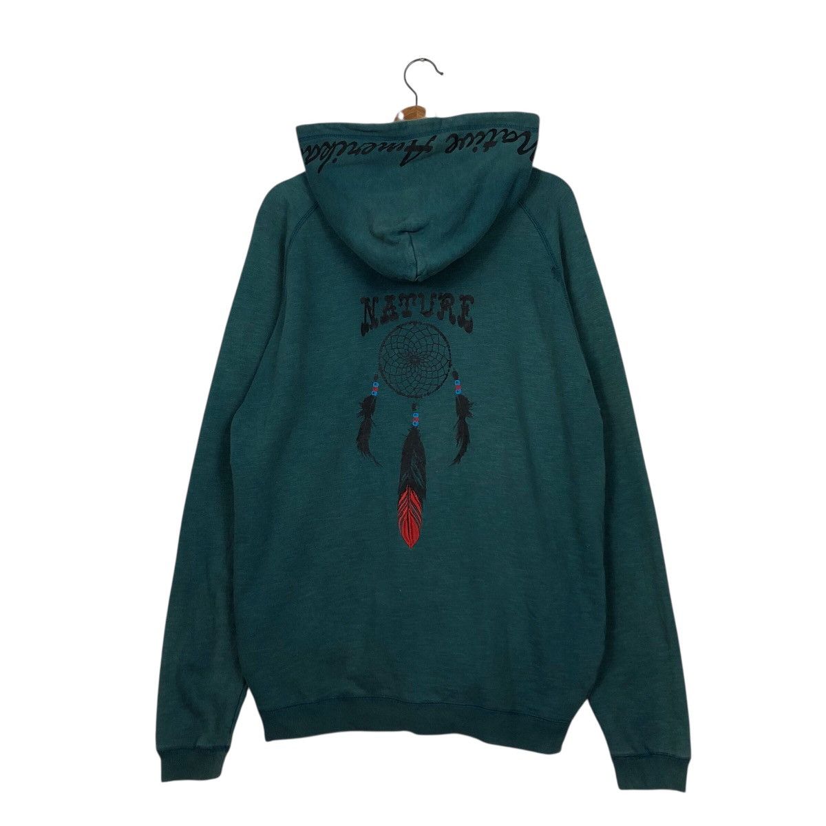 Japanese Brand Vintage LockHeaven Teal Zip Hoodie Embroidered Dreamcatcher Size US L / EU 52-54 / 3 - 9 Thumbnail