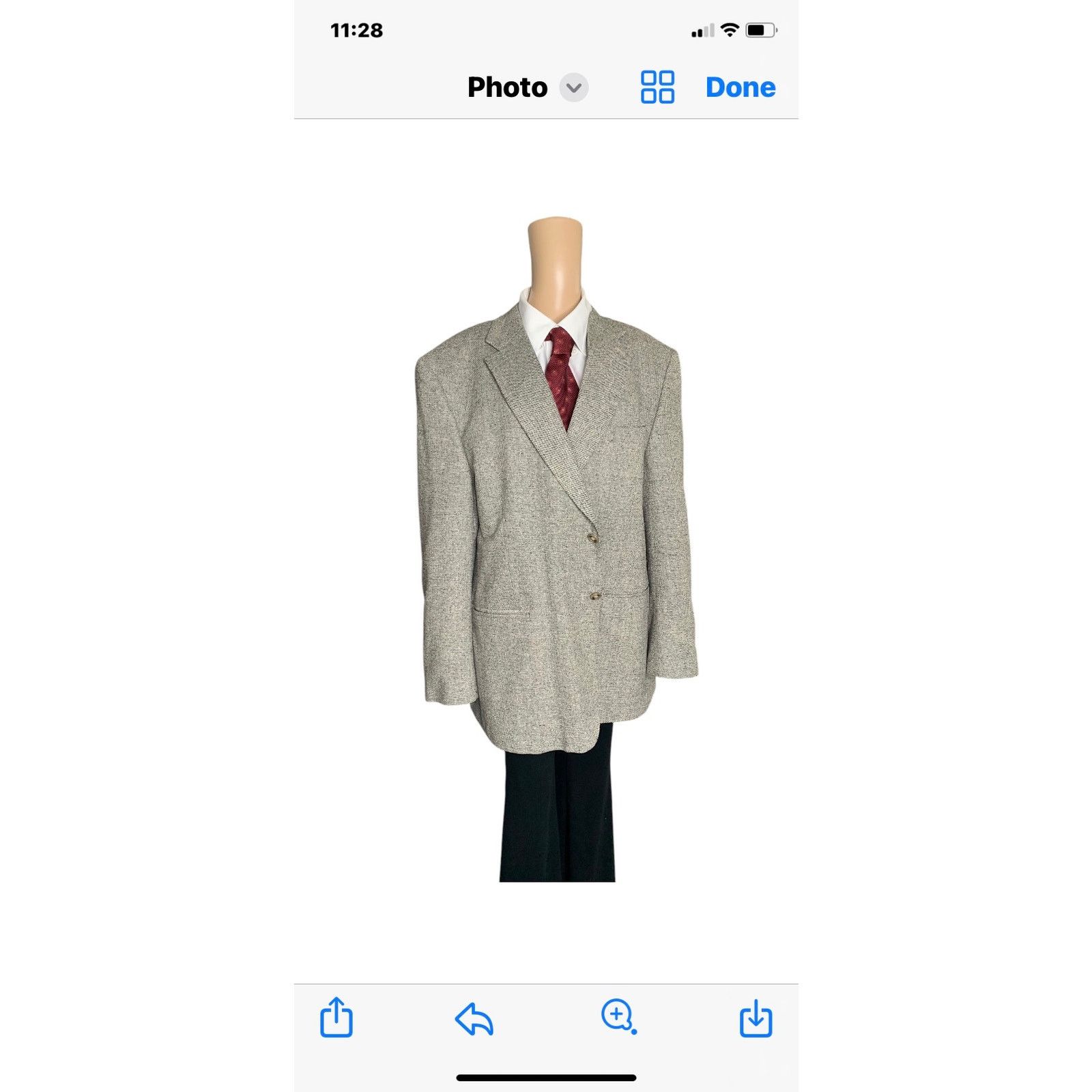 Bert Pulitzer Bert Pulitzer Men 46R Gray 100% SILK Sport Coat Tweed Blazer Size 46R - 14 Thumbnail