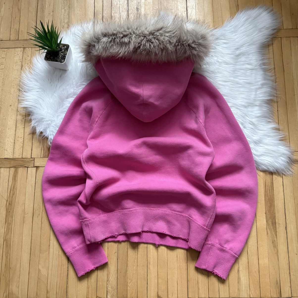 Abercrombie & Fitch 📌 Crazy Cute Vintage Abercrombie & Fitch Y2K Faux Fur Hoodie Size S / US 4 / IT 40 - 12 Thumbnail