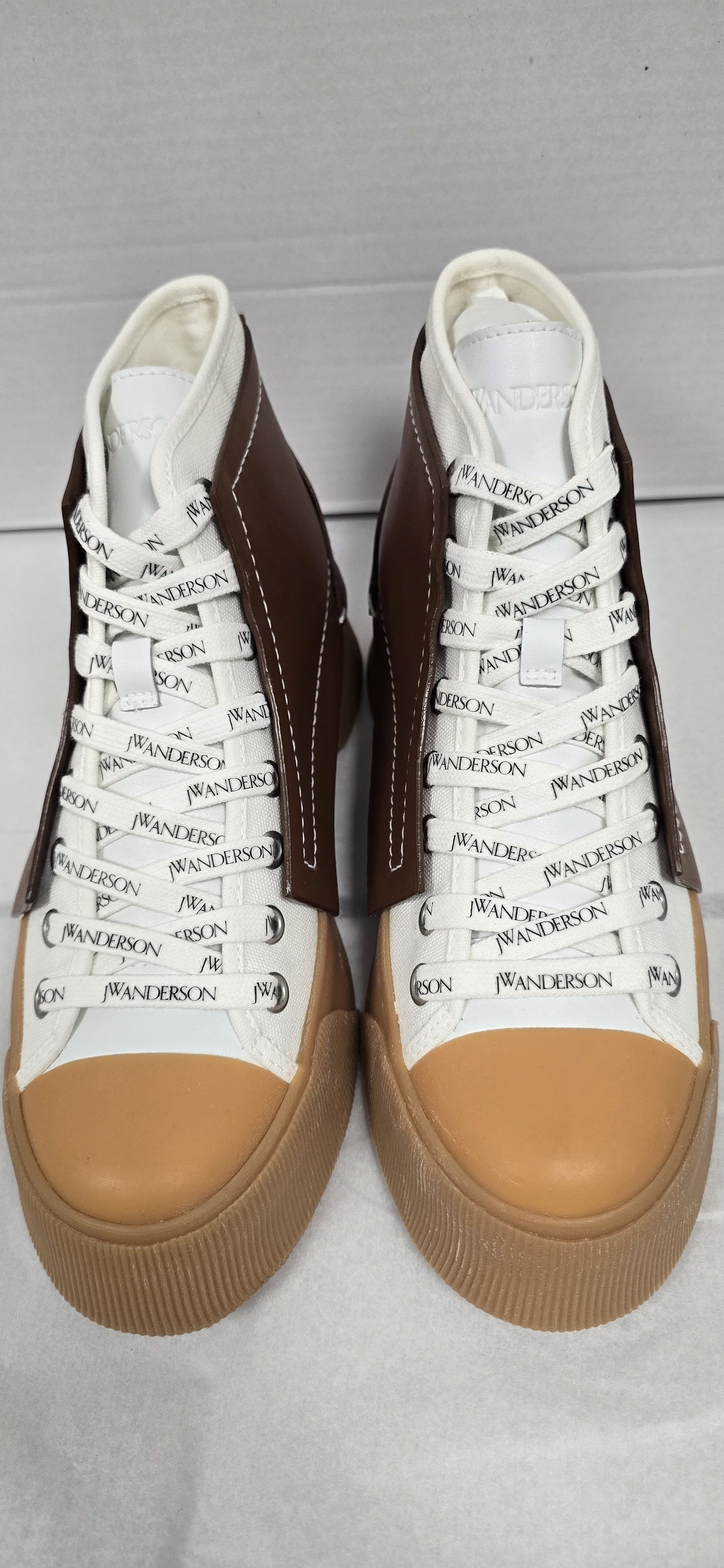 JW Anderson High Top Platform Sneakers White Brown RRP $450 Size US 9 / IT 39 - 3 Thumbnail