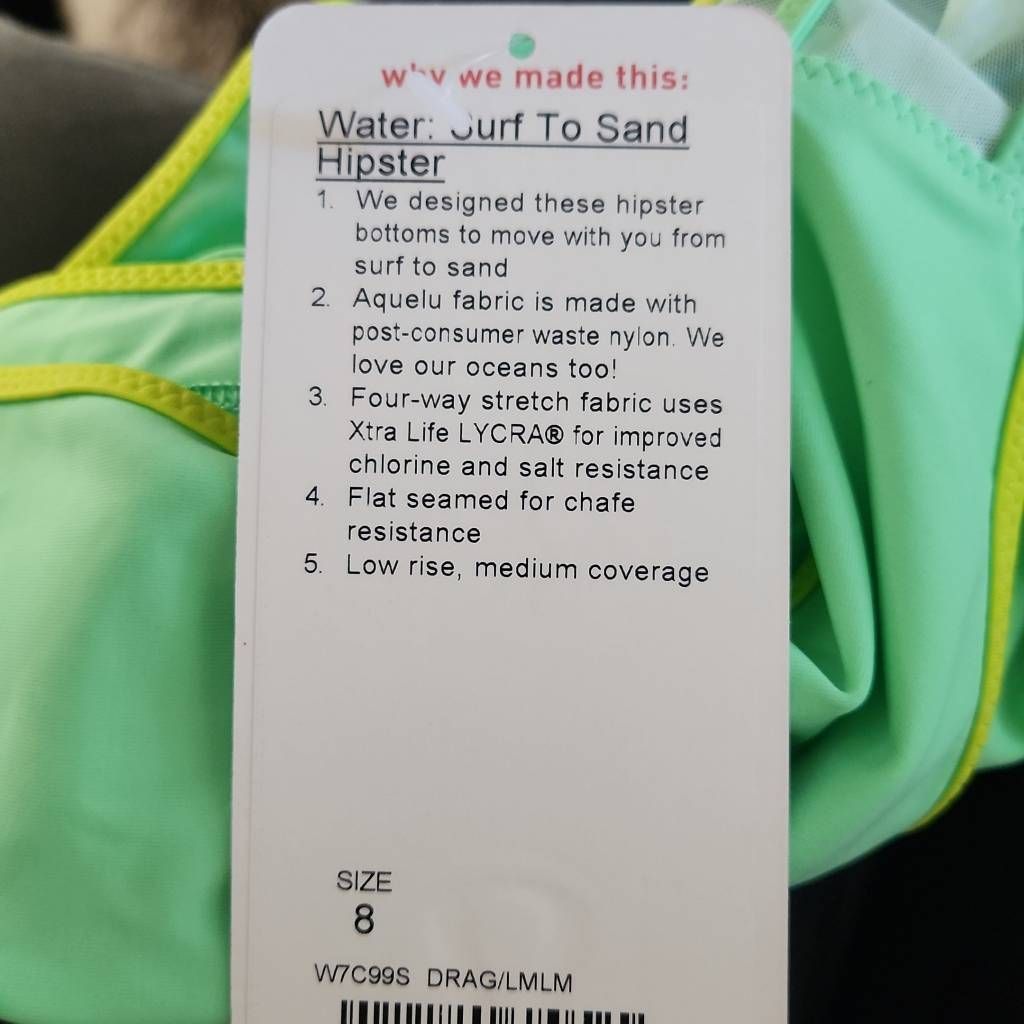 Lululemon Lululemon Women's Size 8 Dragon Lemon Lime Surf to Sand Hips Size 30" / US 8 / IT 44 - 3 Thumbnail