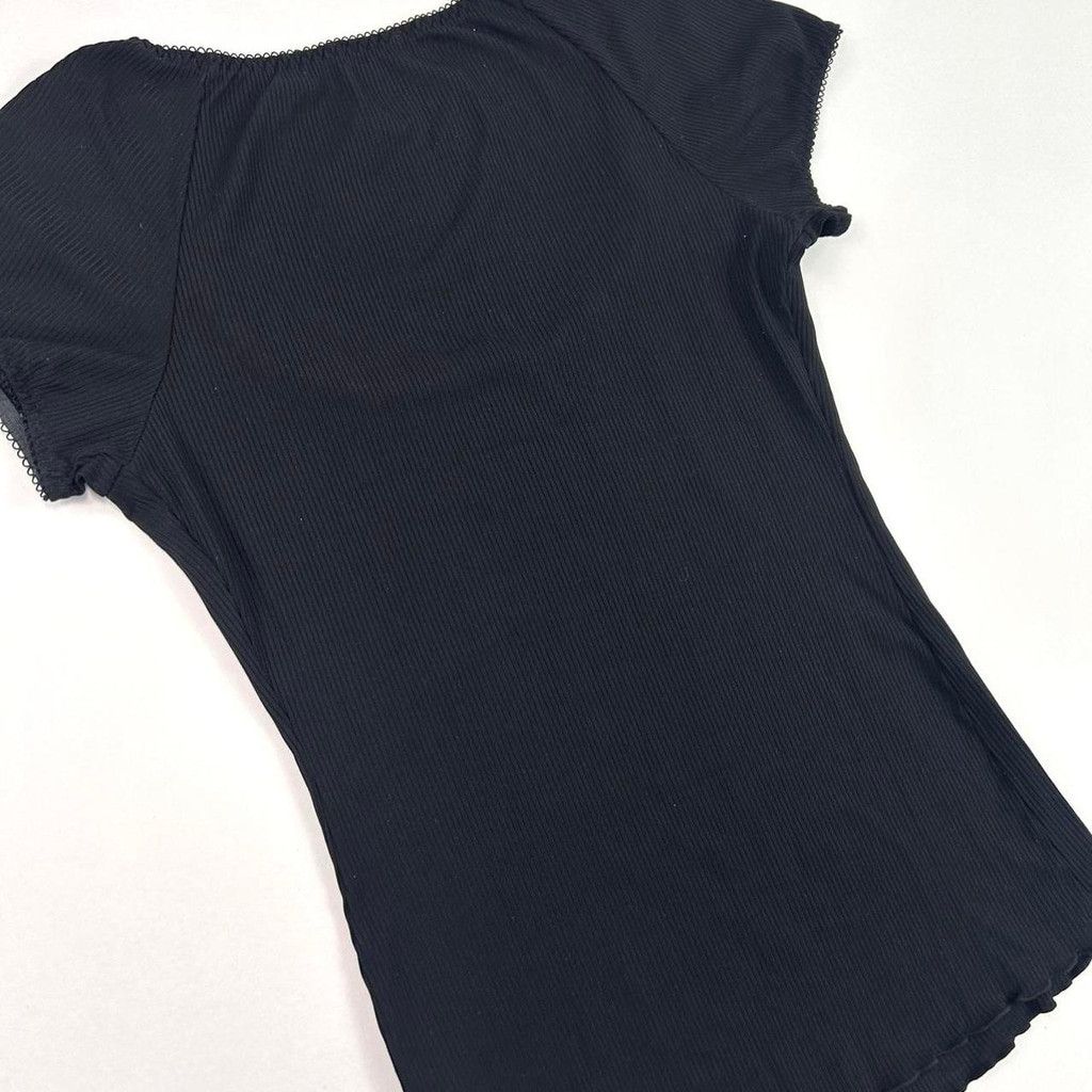 Dolce & Gabbana y2k D&G black ribbed short sleeve top with bows Size S / US 4 / IT 40 - 5 Thumbnail