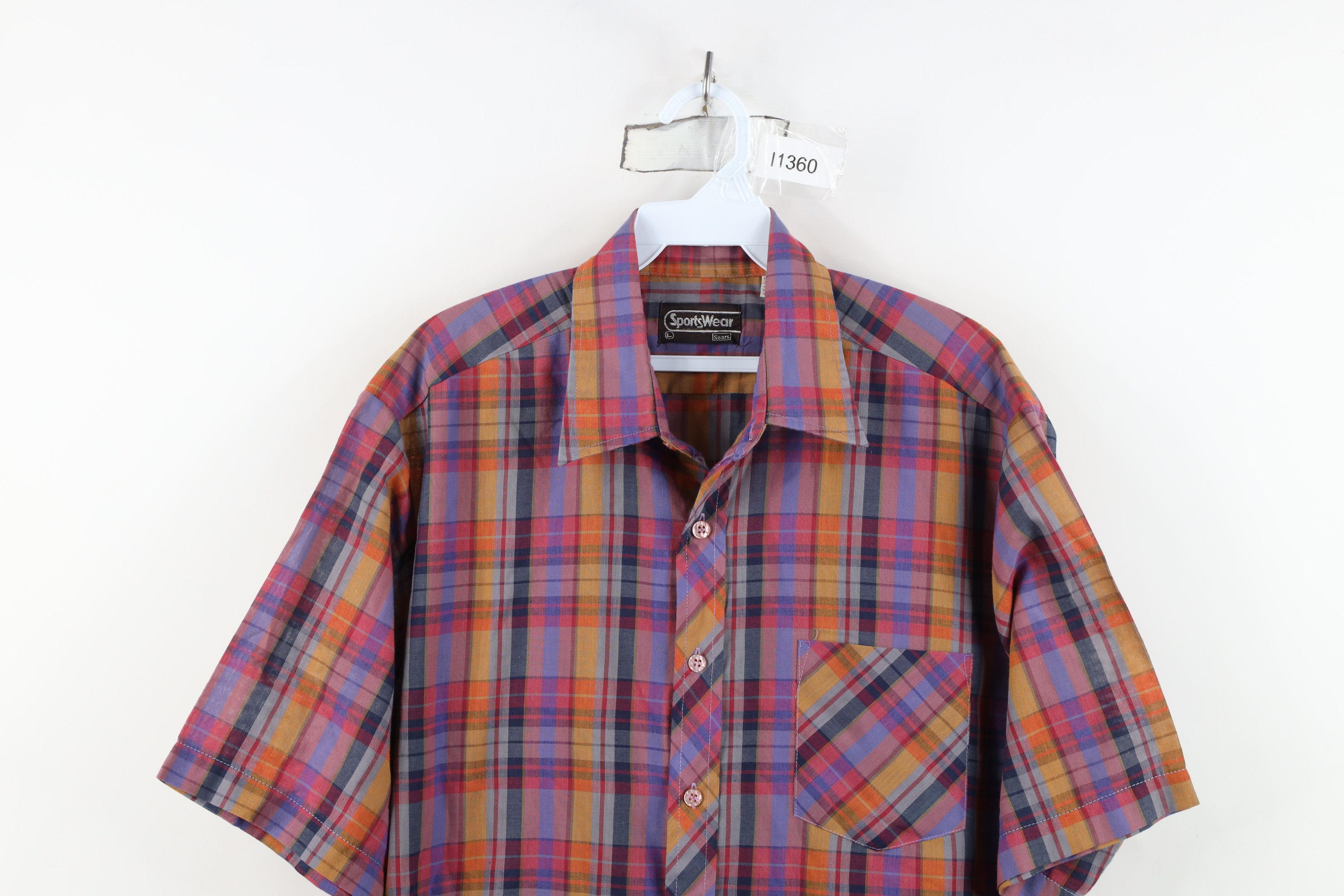 Vintage Vintage 70s Streetwear Rainbow Madras Plaid Button Shirt Size US L / EU 52-54 / 3 - 2 Thumbnail