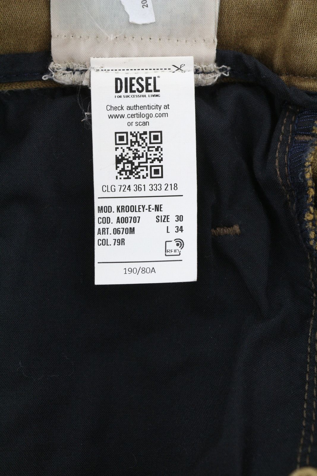 Diesel KROOLEY-E-NE 0670M W30/L34 Jogg Tapered Brown 85422 Size US 30 / EU 46 - 10 Thumbnail