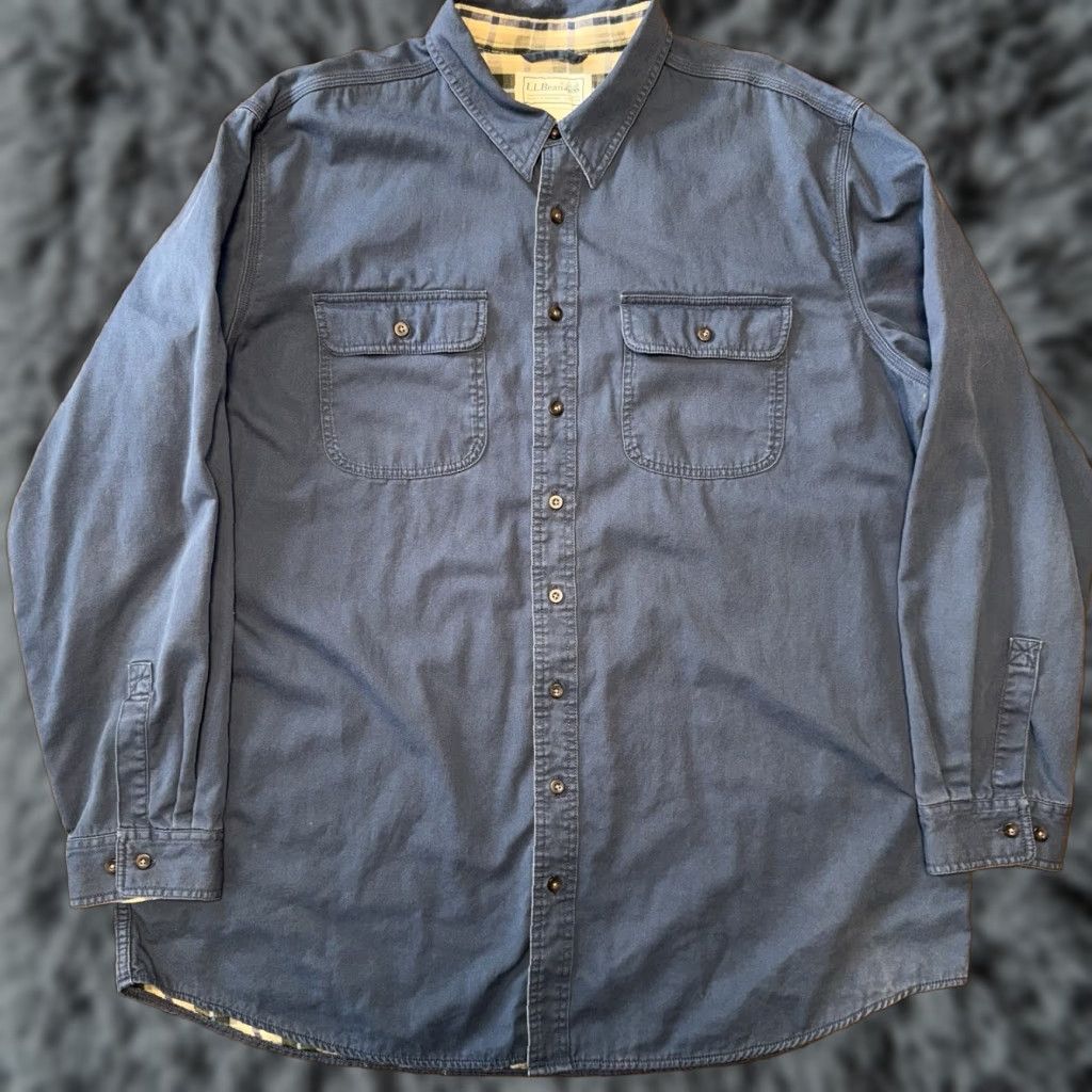 Vintage VINTAGE LL Bean Hurricane Flannel Lined Shirt Jacket Mens 2XL Tall Blue Shirt Jacket Size US XXL / EU 58 / 5 - 1 Thumbnail