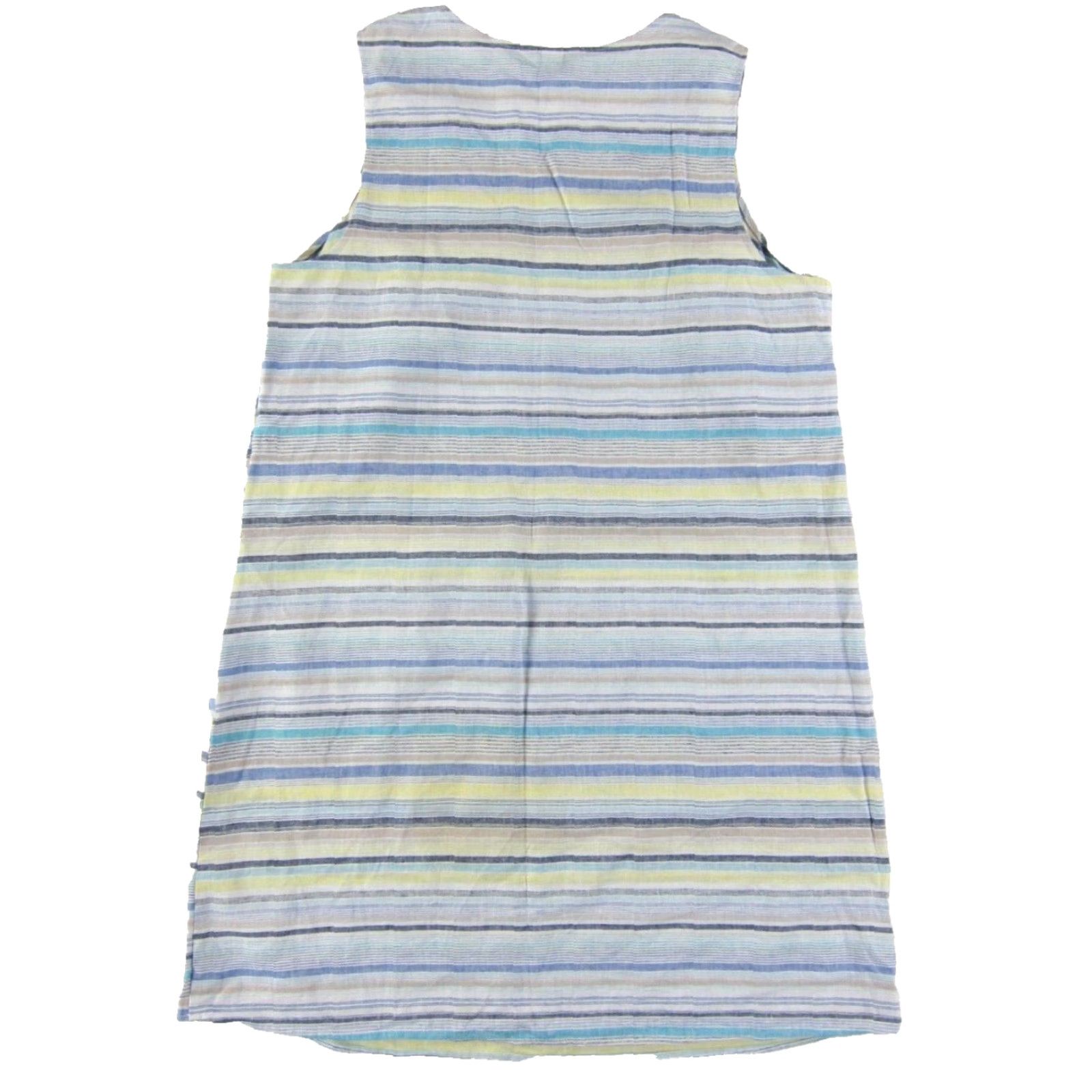 Vintage Cj Banks Linen Cotton Blue Yellow White Brown Stripe Tunic Tank Sun Dress 1X Size XL / US 12-14 / IT 48-50 - 2 Thumbnail