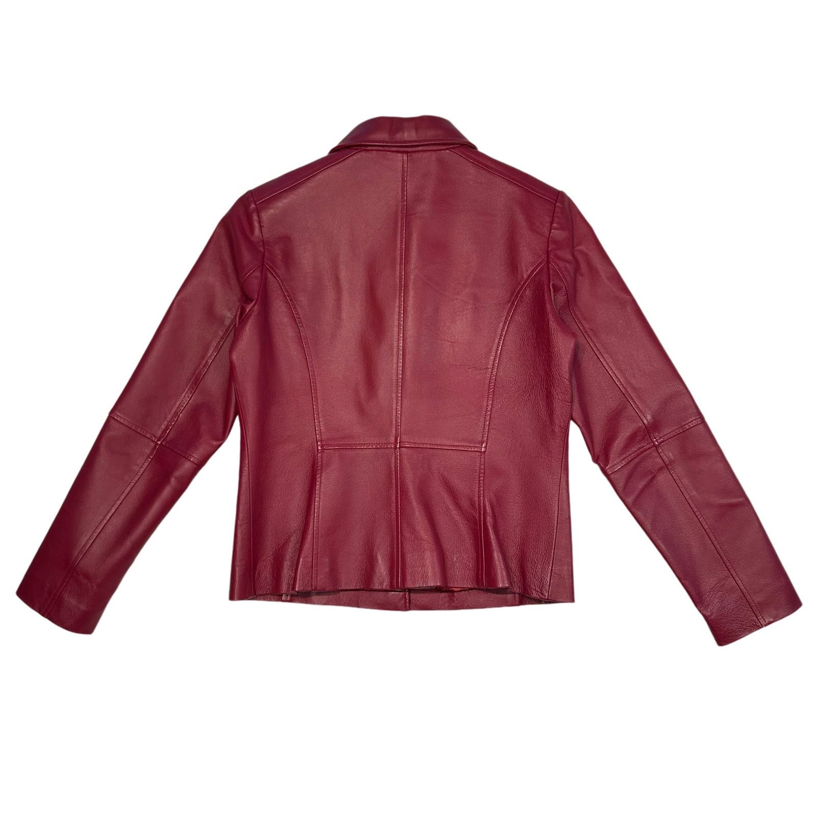 Anthropologie Chadwick's Red Leather Button Up Collared Jacket Size M Size M / US 6-8 / IT 42-44 - 3 Thumbnail
