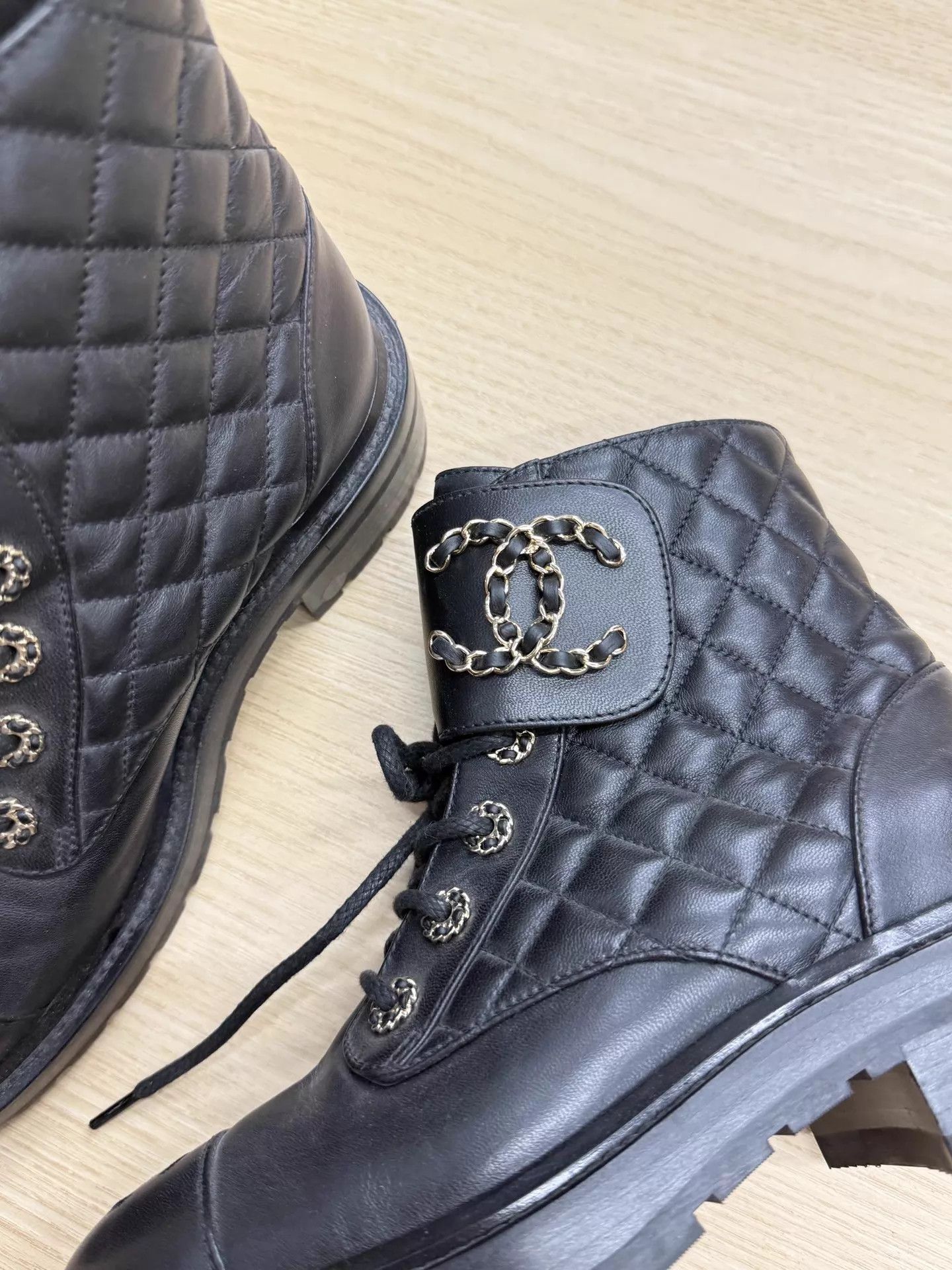 Chanel Chanel Black CC Lace-Up Short Boots 36.5 New Size US 6 / IT 36 - 4 Thumbnail