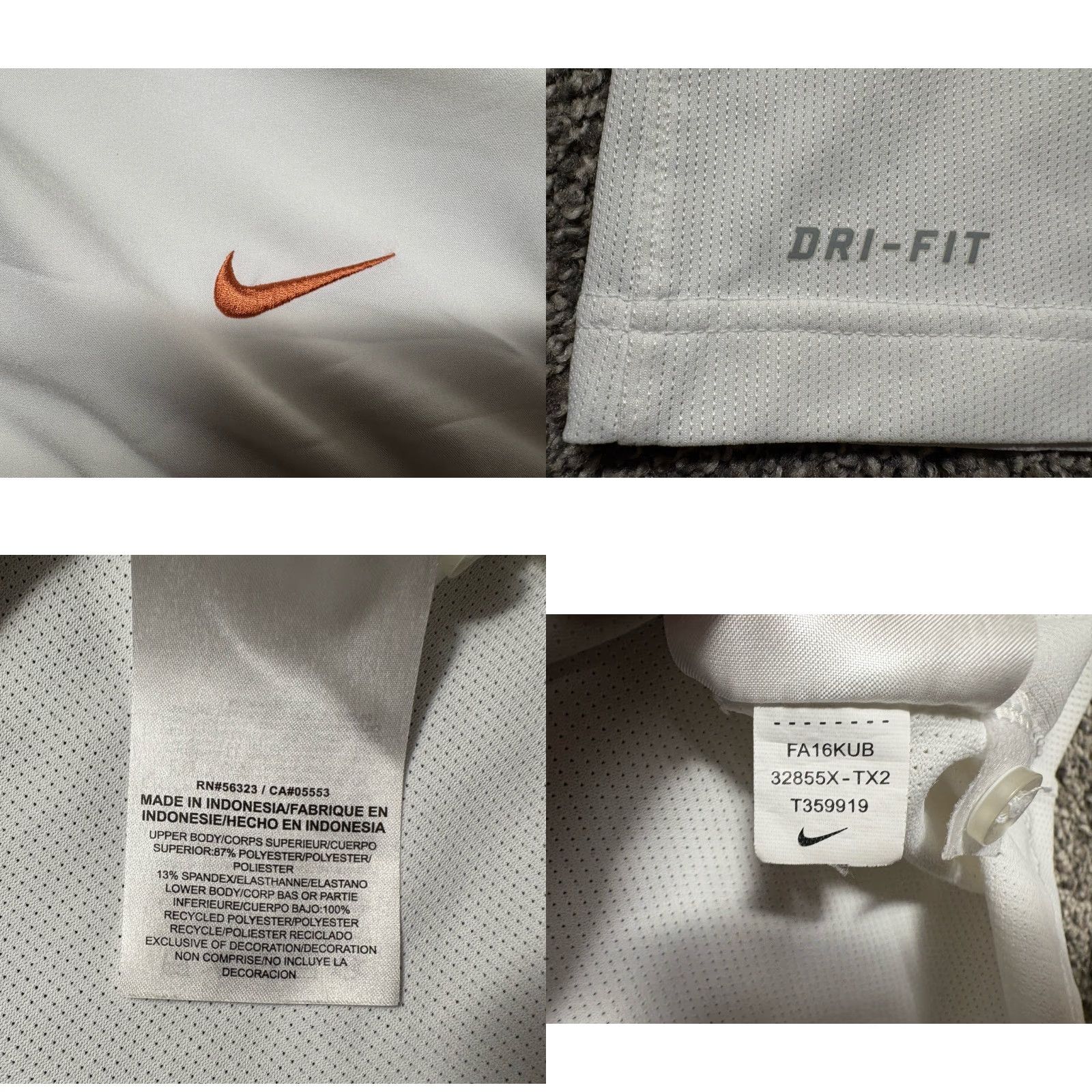 Nike Nike Polo Shirt Mens Large White Striped Dri-Fit Texas Longhorns Size US L / EU 52-54 / 3 - 8 Thumbnail