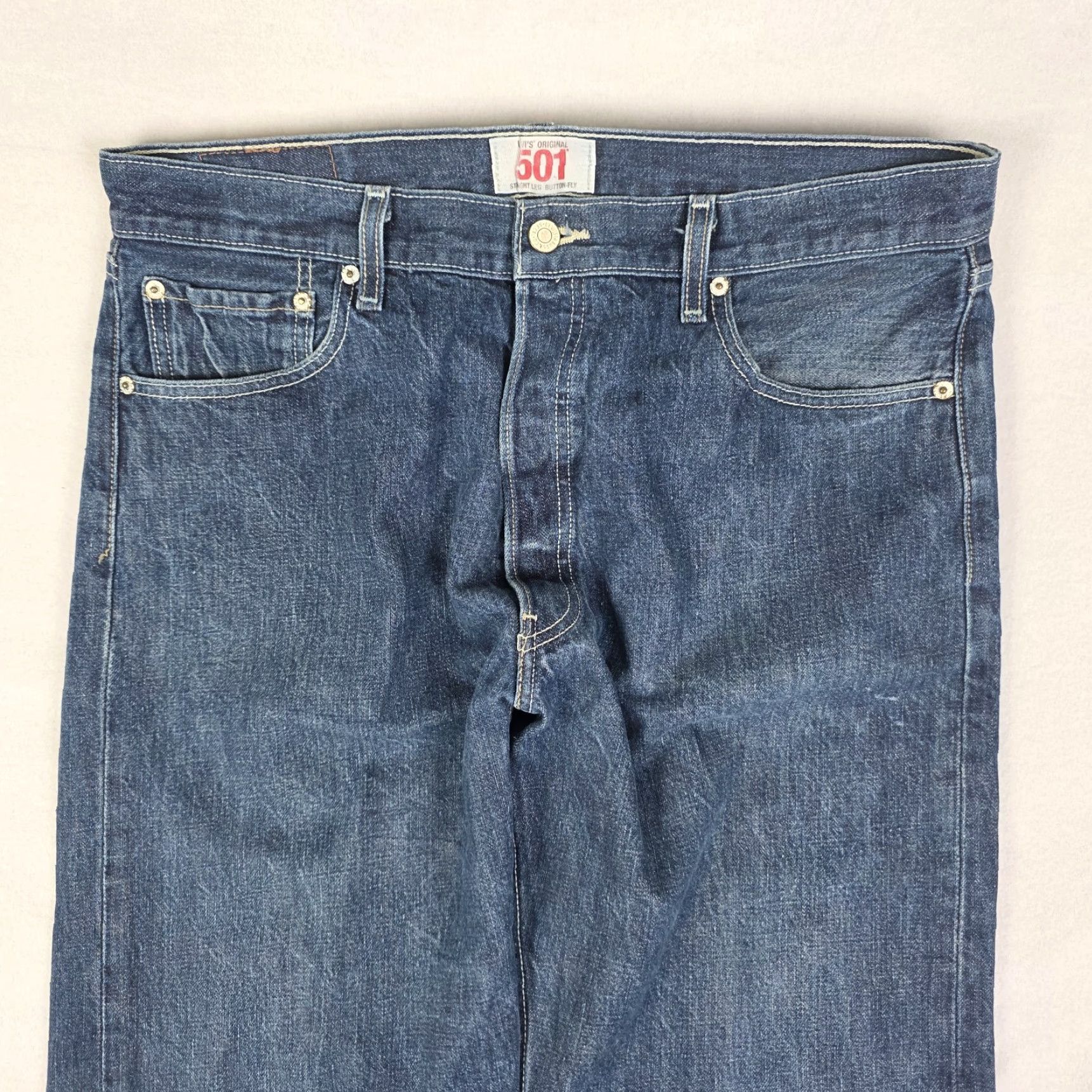 Levi's VINTAGE Levis 501 Jeans Mens 34x28 Blue Denim Straight Button Fly WPL 423 501 Model Dark Fabric Product: Jeans - Levi's 501, 34x28 - Mens Size US 34 / EU 50 - 6 Thumbnail