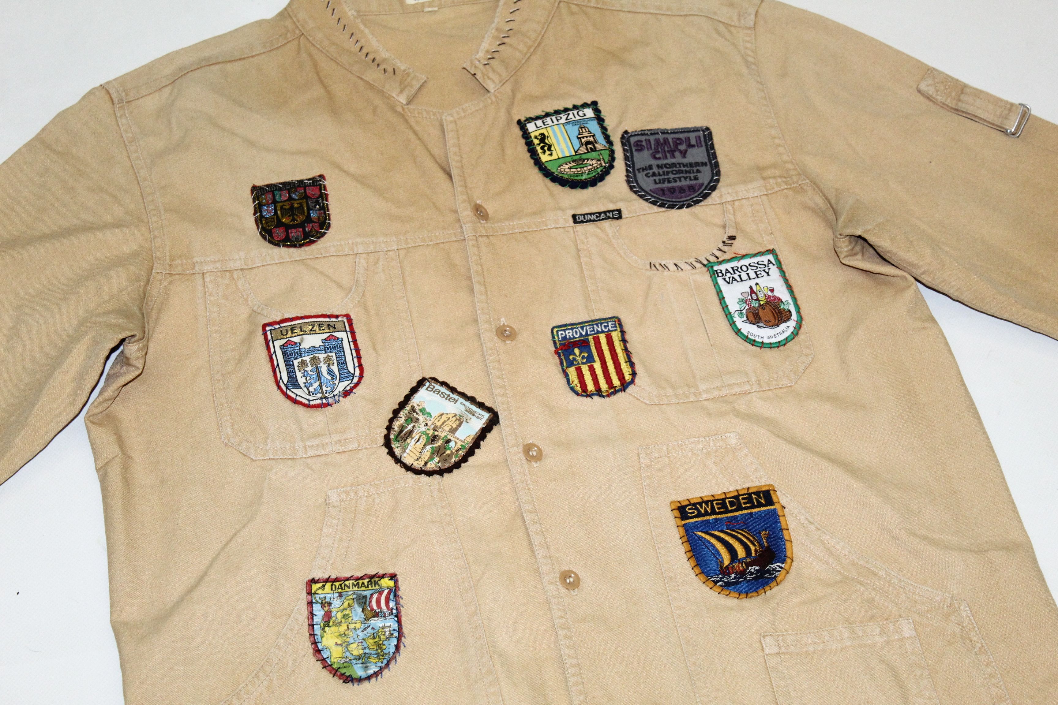 Japanese Brand 60's 70's DUNCANS World Tour Patches Sun Faded Chore Jacket Size US L / EU 52-54 / 3 - 5 Thumbnail
