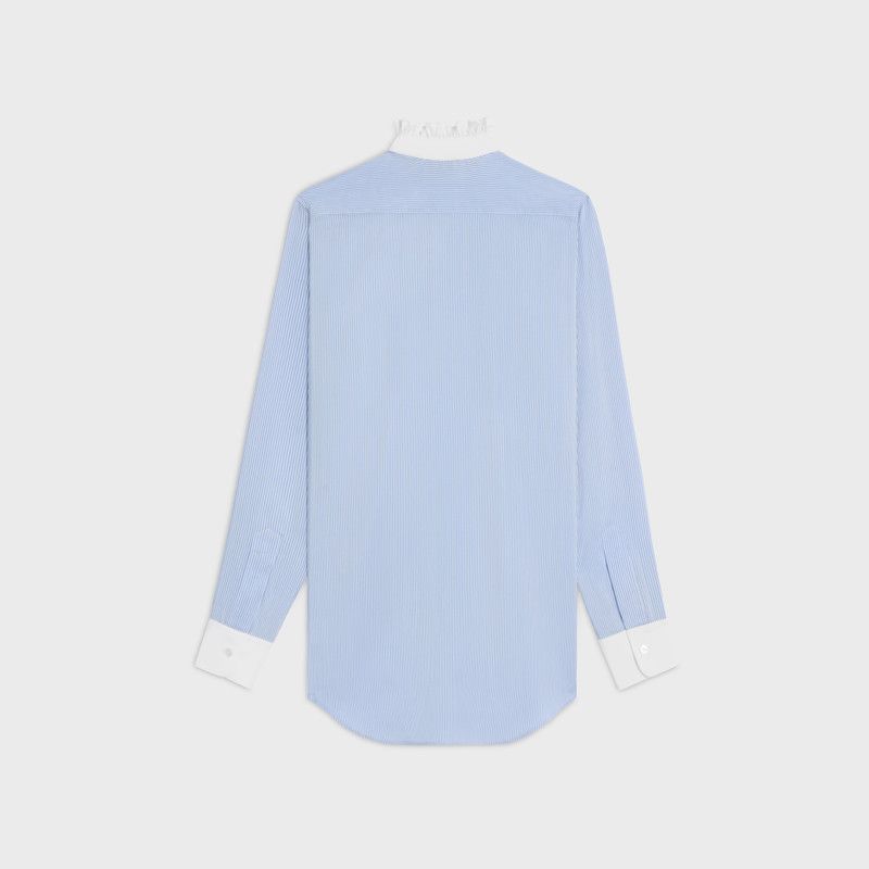 Celine o1bcso1str0126 2C71C124Z Romy Frilled Shirt in Bleu/Craie Size S / US 4 / IT 40 - 2 Thumbnail