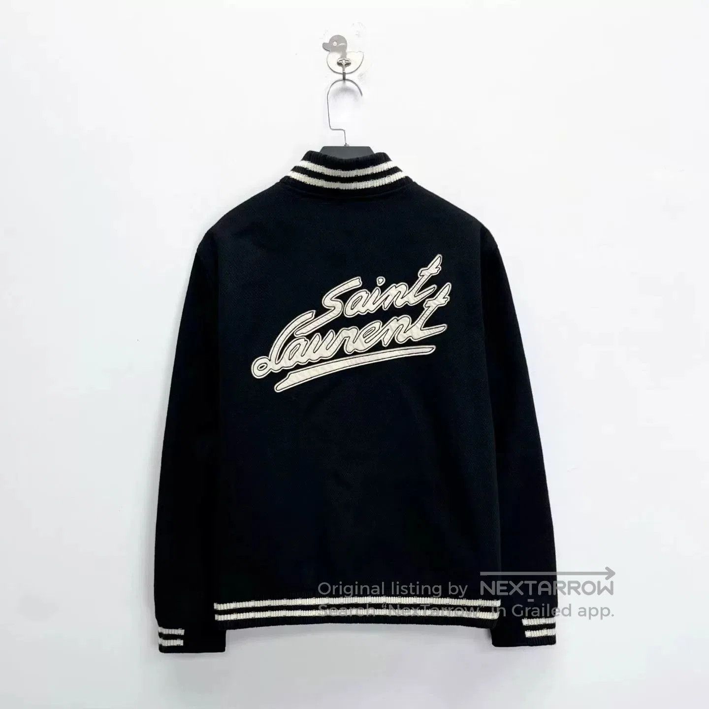Saint Laurent Black Wool Baseball Jacket.