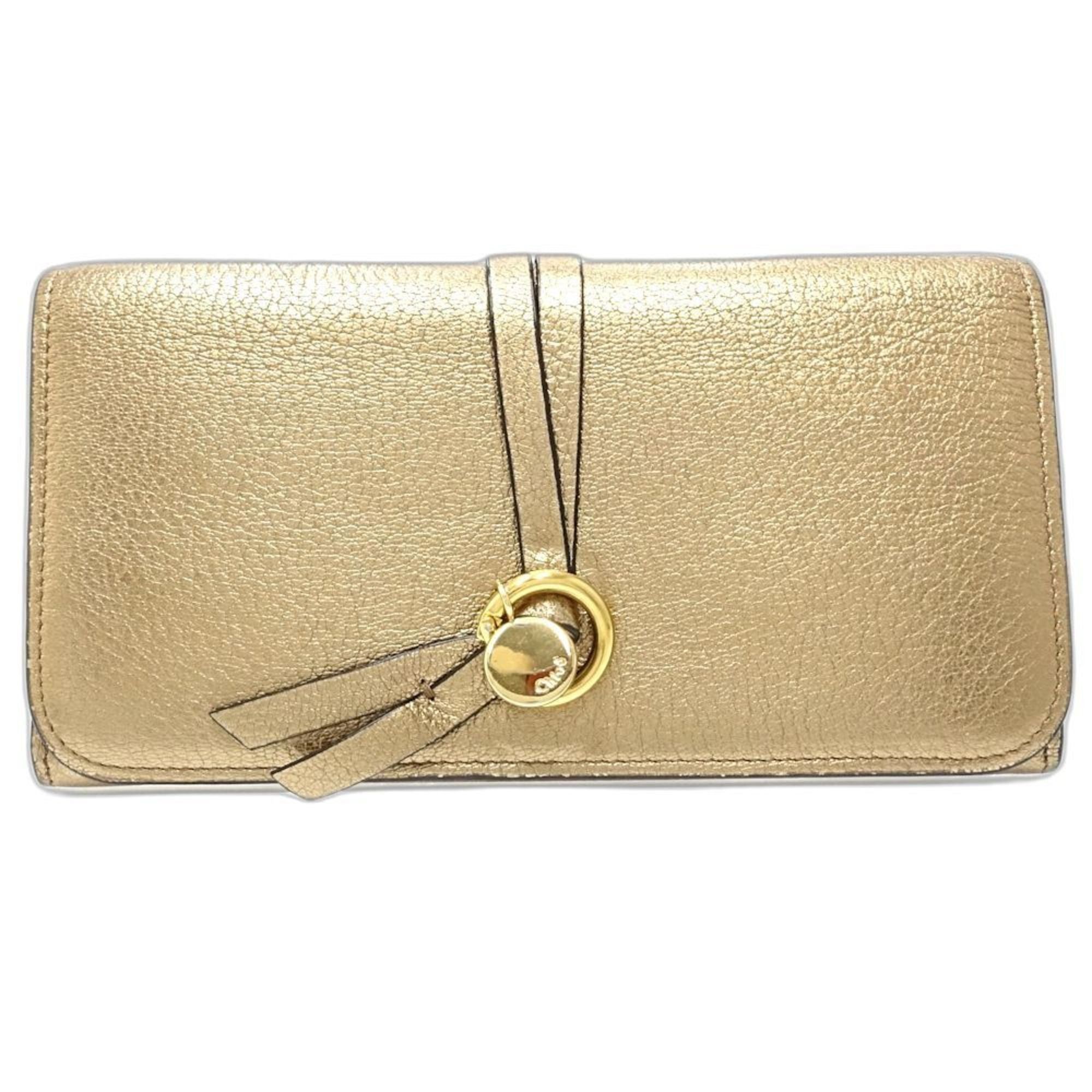 Chloe Chloé Chloe Alphabet Long Wallet 4SH0819 Leather Merlic Gold Women's 181692 Size ONE SIZE - 1 Thumbnail