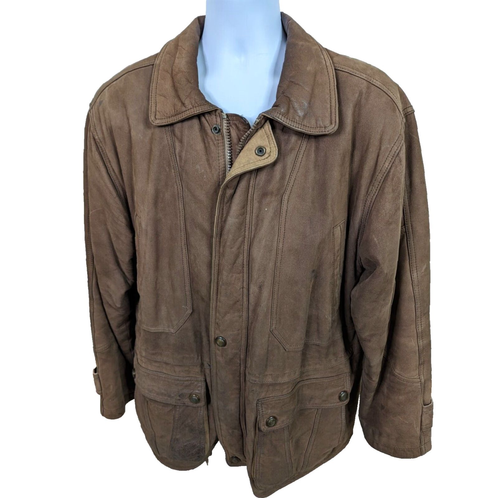 Vintage VINTAGE Brown Suede Leather Bomber Jacket Mens M 90s Relaxed Coat Coat Size US M / EU 48-50 / 2 - 5 Thumbnail