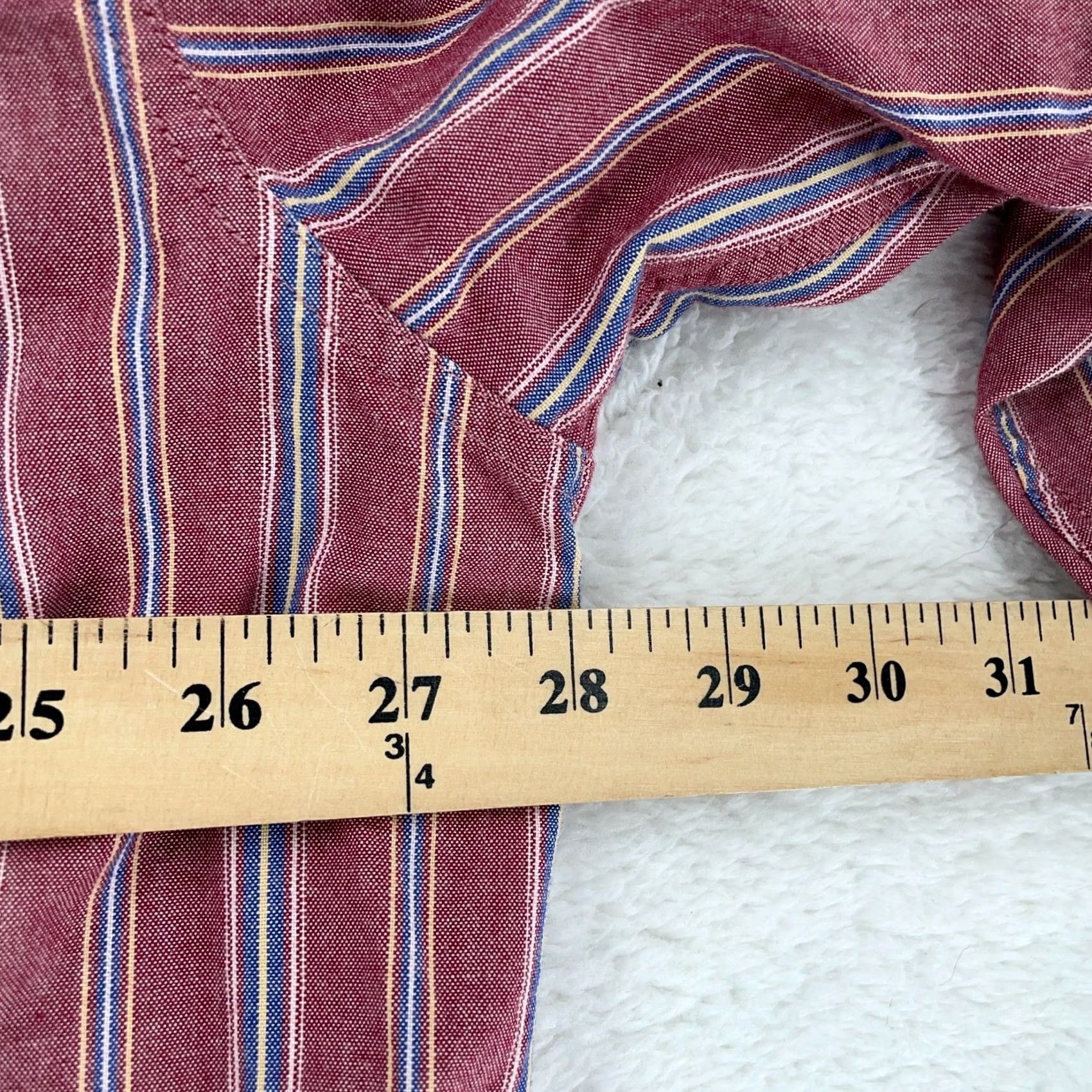 Vintage L.L. Bean Shirt Mens 2XL Burgundy Blue Striped Button-Down Long Sleeve Casual Shirt Size US XXL / EU 58 / 5 - 5 Thumbnail